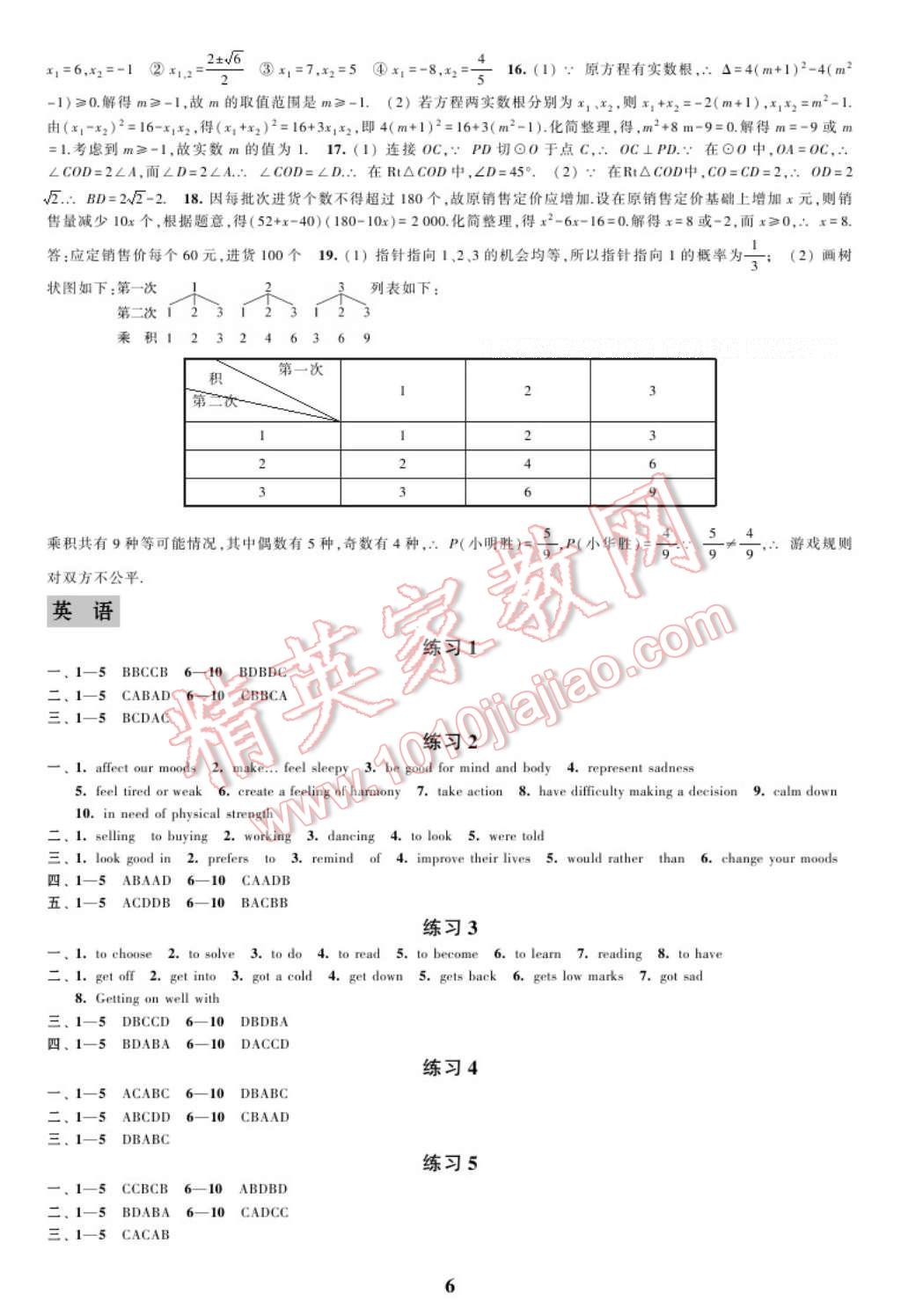 2017年快樂(lè)過(guò)寒假九年級(jí)合訂本 參考答案第42頁(yè)