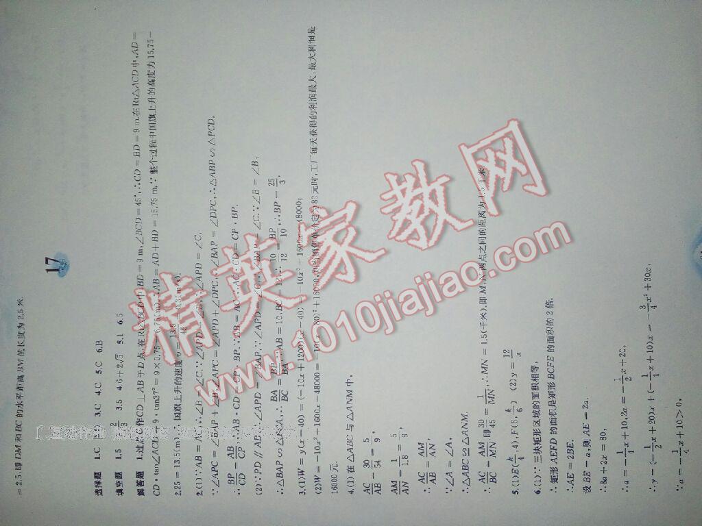 2017年寒假作业九年级数学沪科版黄山书社 第13页