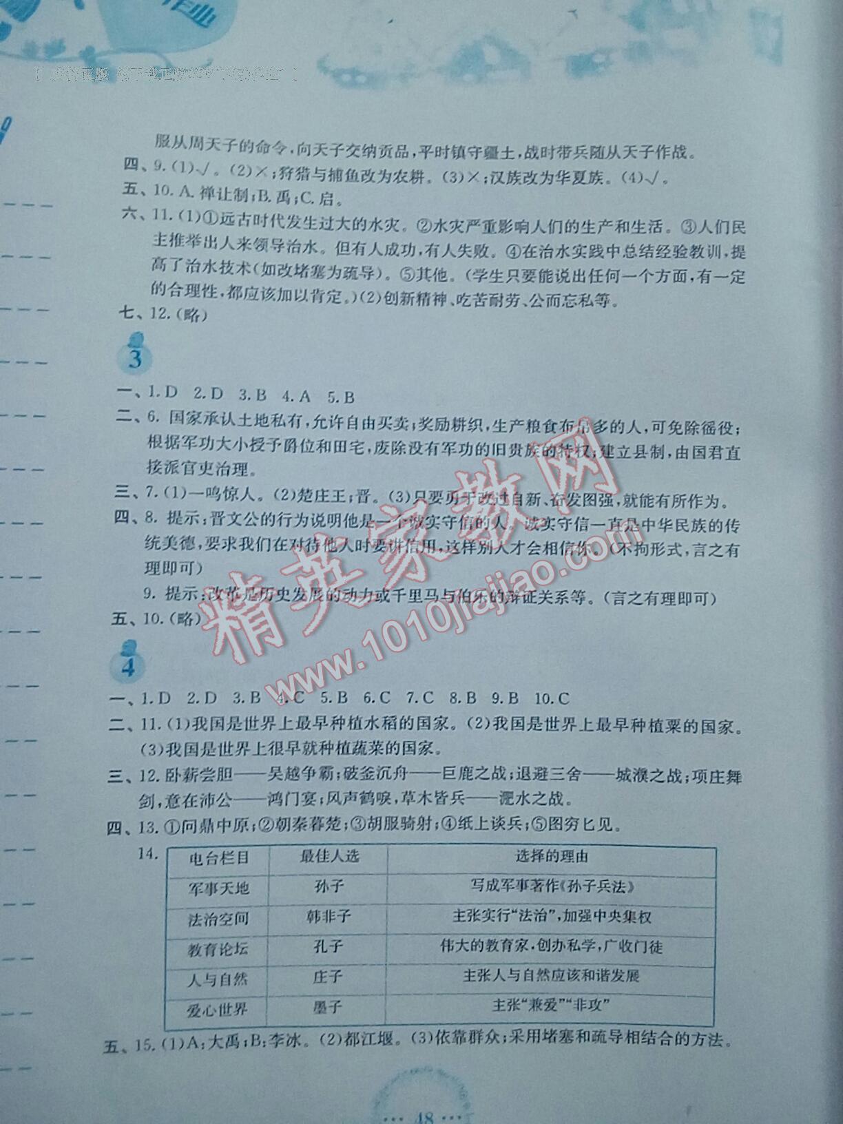 2017年寒假作業(yè)七年級歷史北師大版安徽教育出版社 第8頁