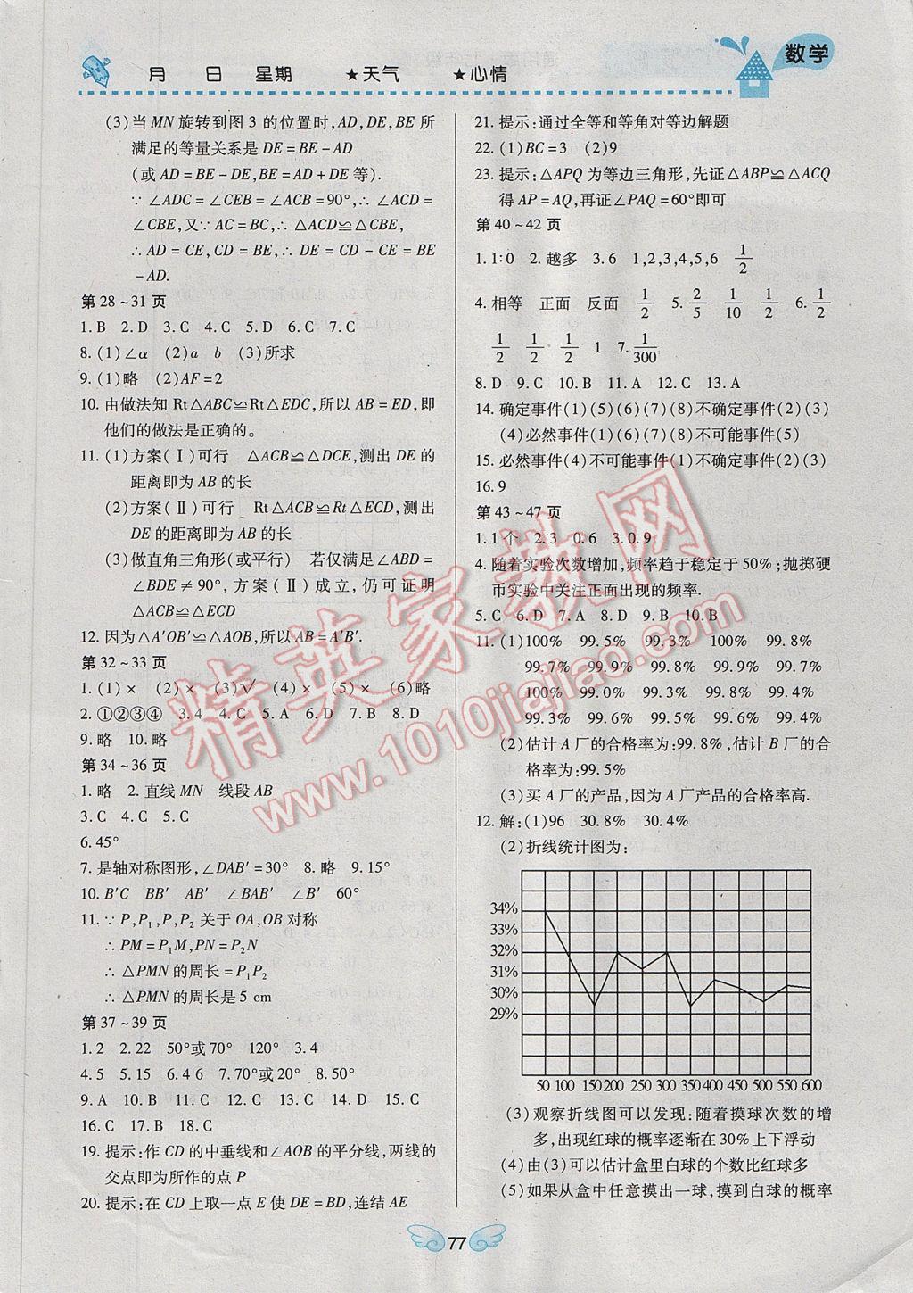 2017年寒假Happy假日七年级数学通用版 参考答案第4页