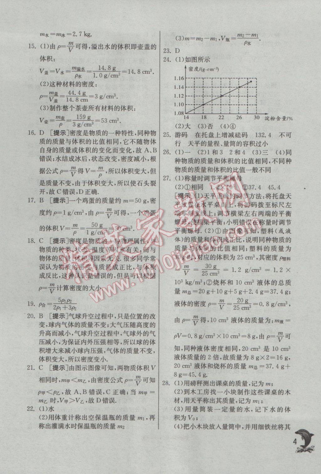 2017年實驗班提優(yōu)訓(xùn)練八年級物理下冊蘇科版 參考答案第4頁