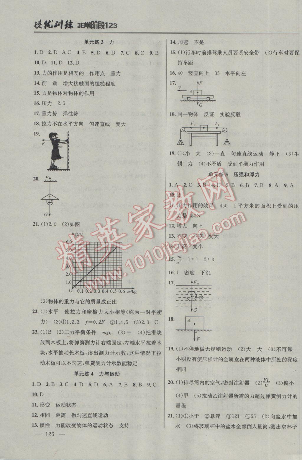 2017年提優(yōu)訓(xùn)練非常階段123八年級物理下冊江蘇版 參考答案第6頁