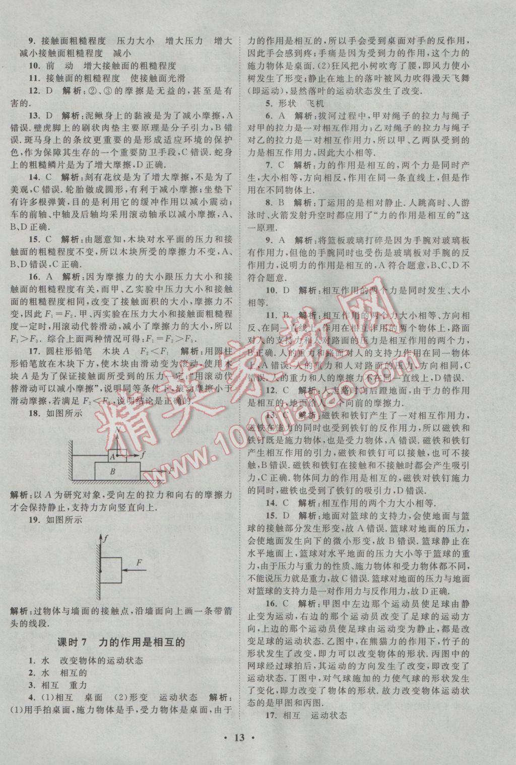 2017年初中物理小題狂做八年級(jí)下冊(cè)蘇科版提優(yōu)版 參考答案第13頁(yè)