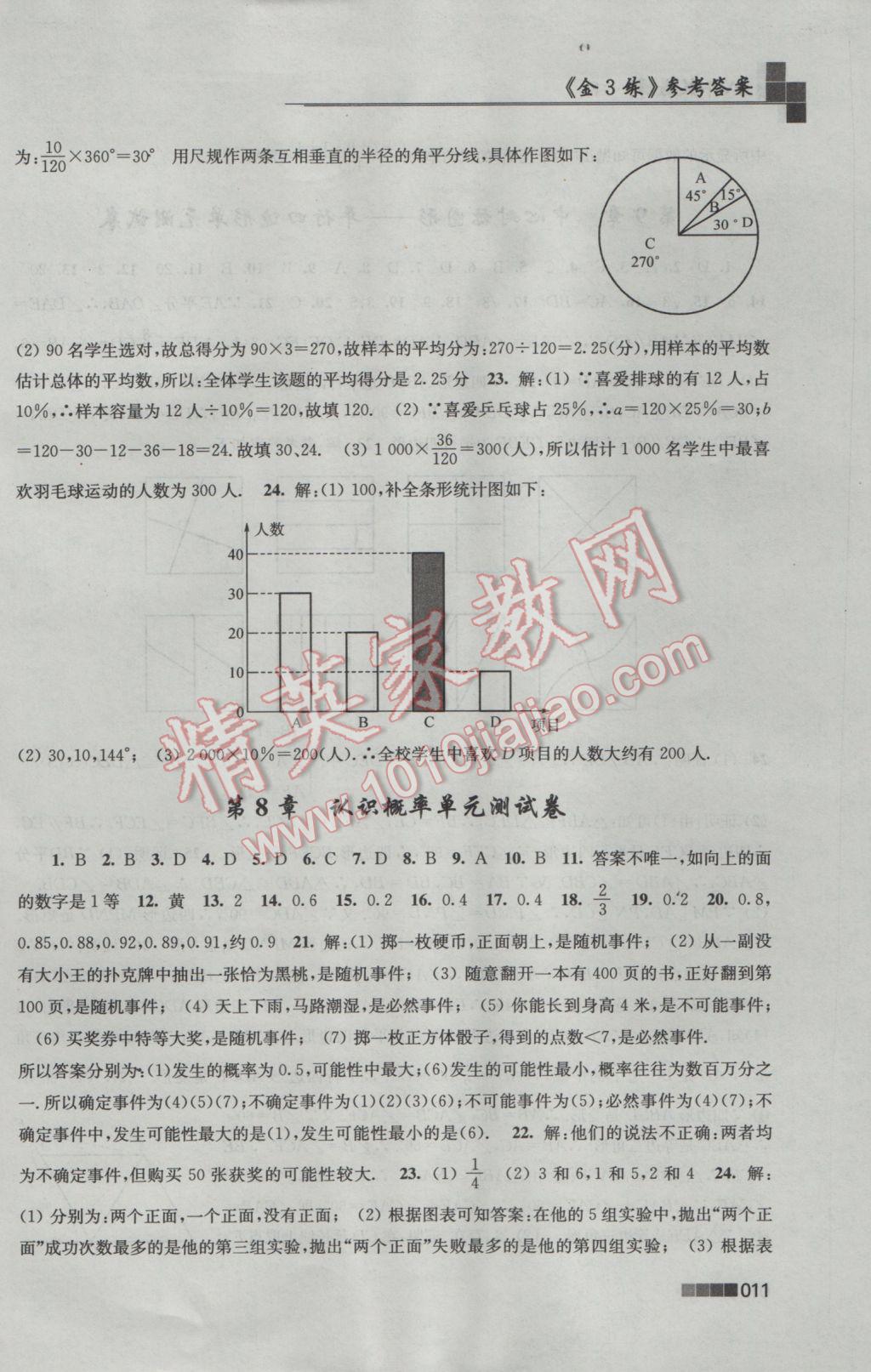 2017年新編金3練八年級數(shù)學下冊江蘇版 參考答案第11頁