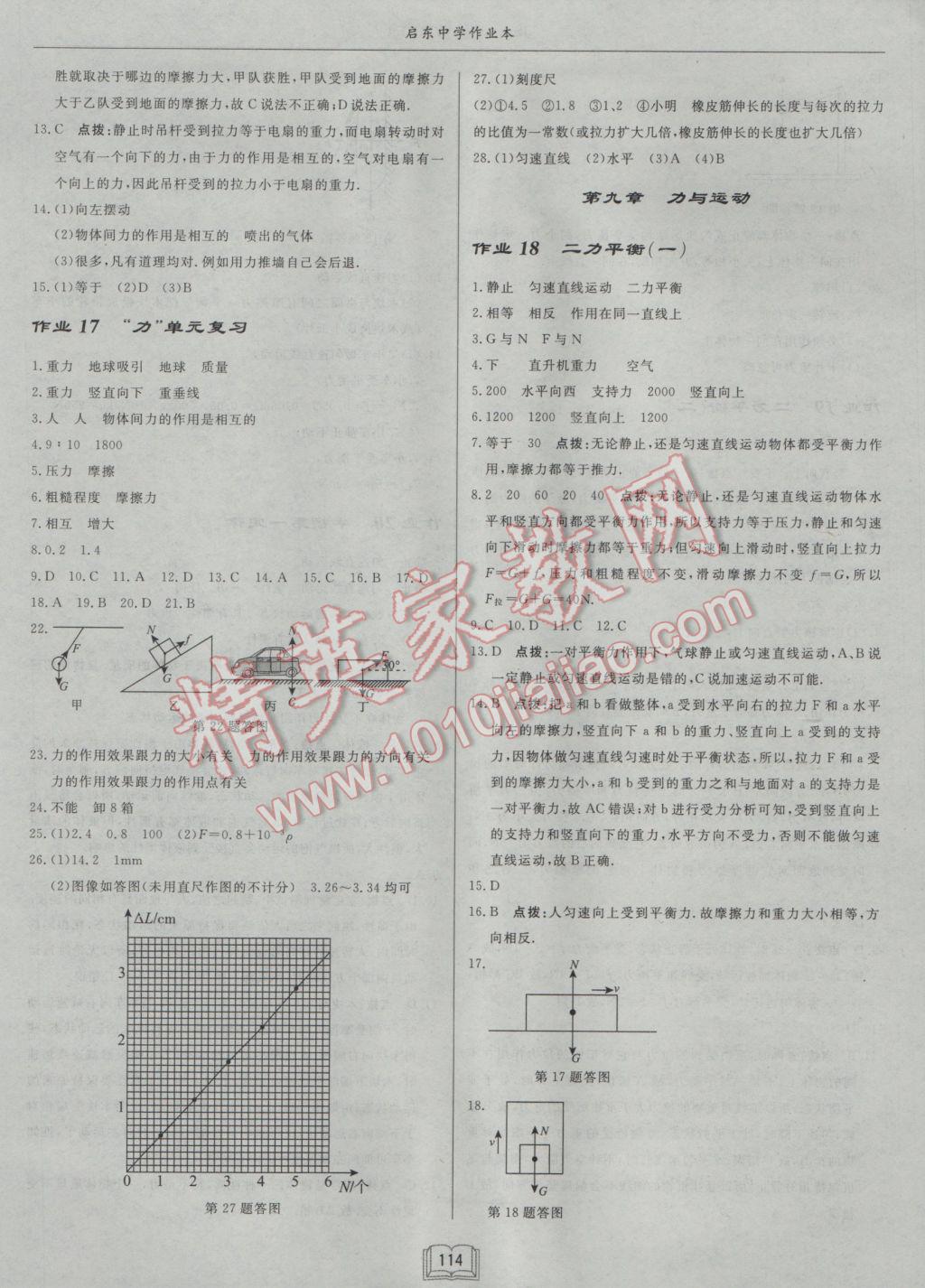 2017年啟東中學作業(yè)本八年級物理下冊江蘇版 參考答案第6頁