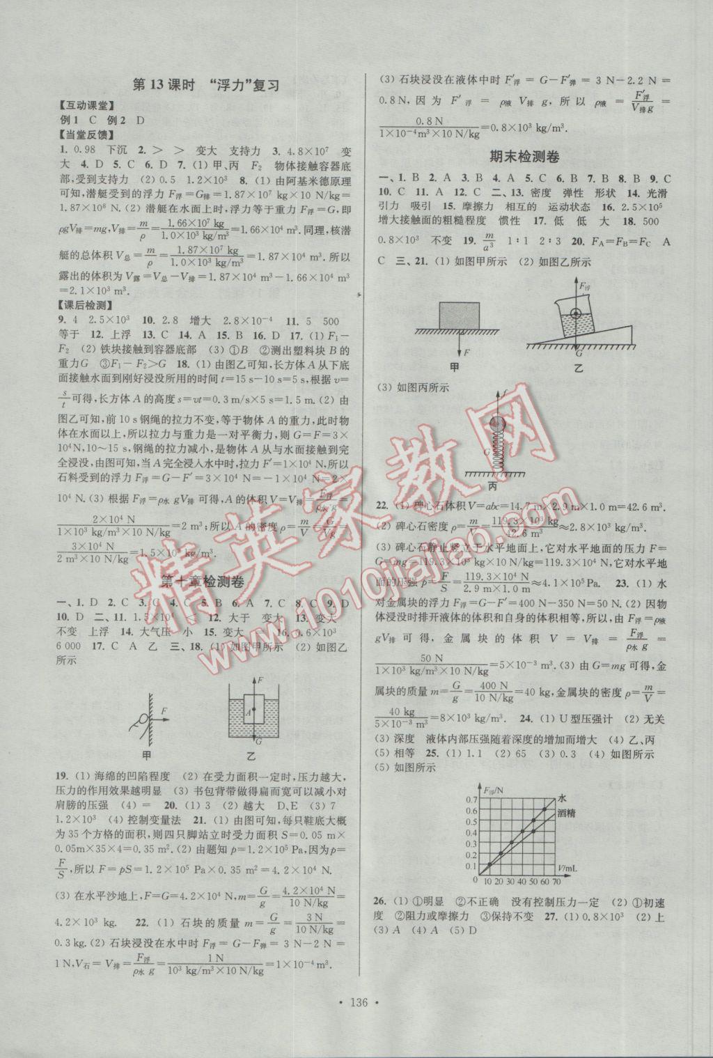 2017年南通小題課時作業(yè)本八年級物理下冊蘇科版 參考答案第8頁