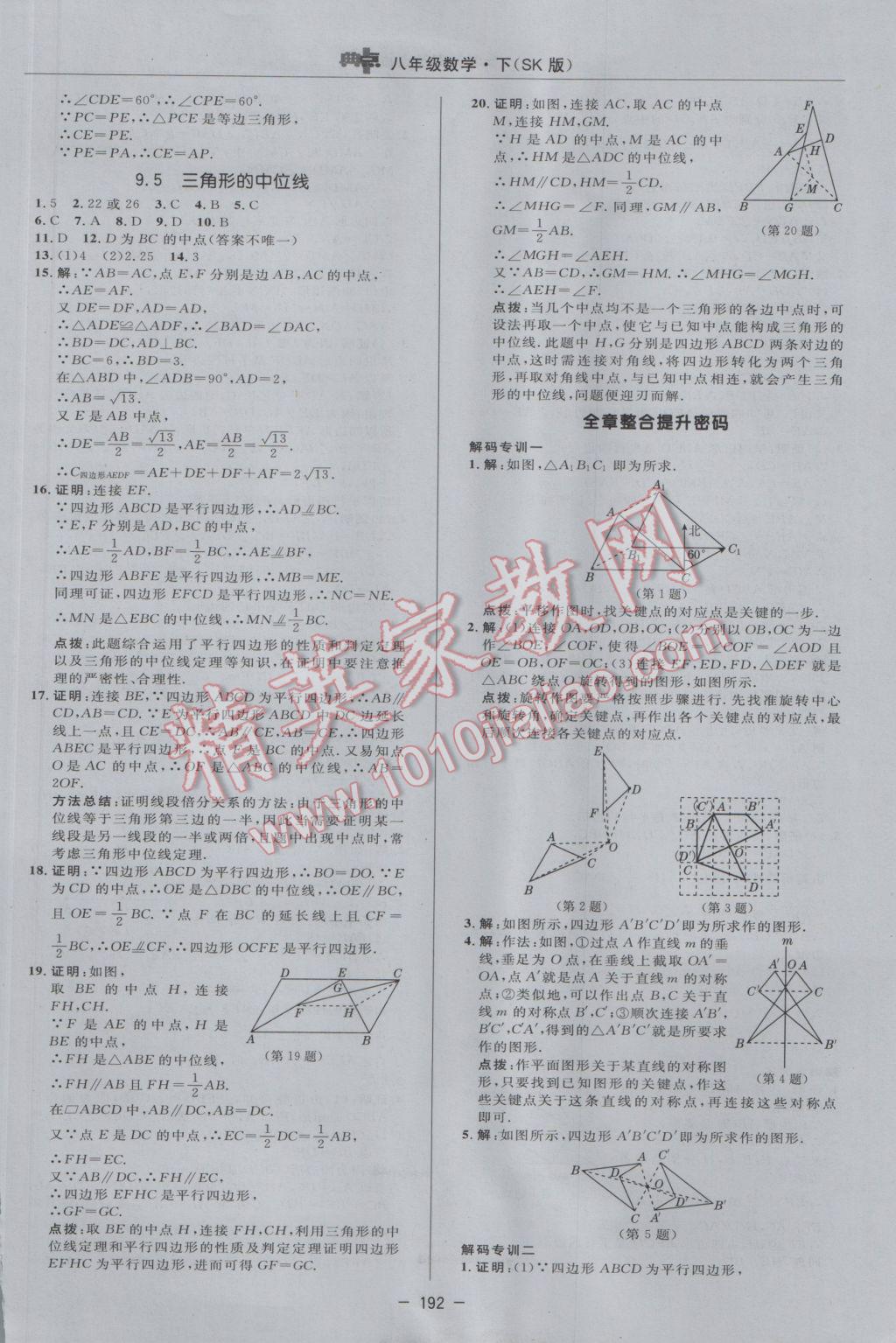 2017年綜合應用創(chuàng)新題典中點八年級數學下冊蘇科版 參考答案第22頁