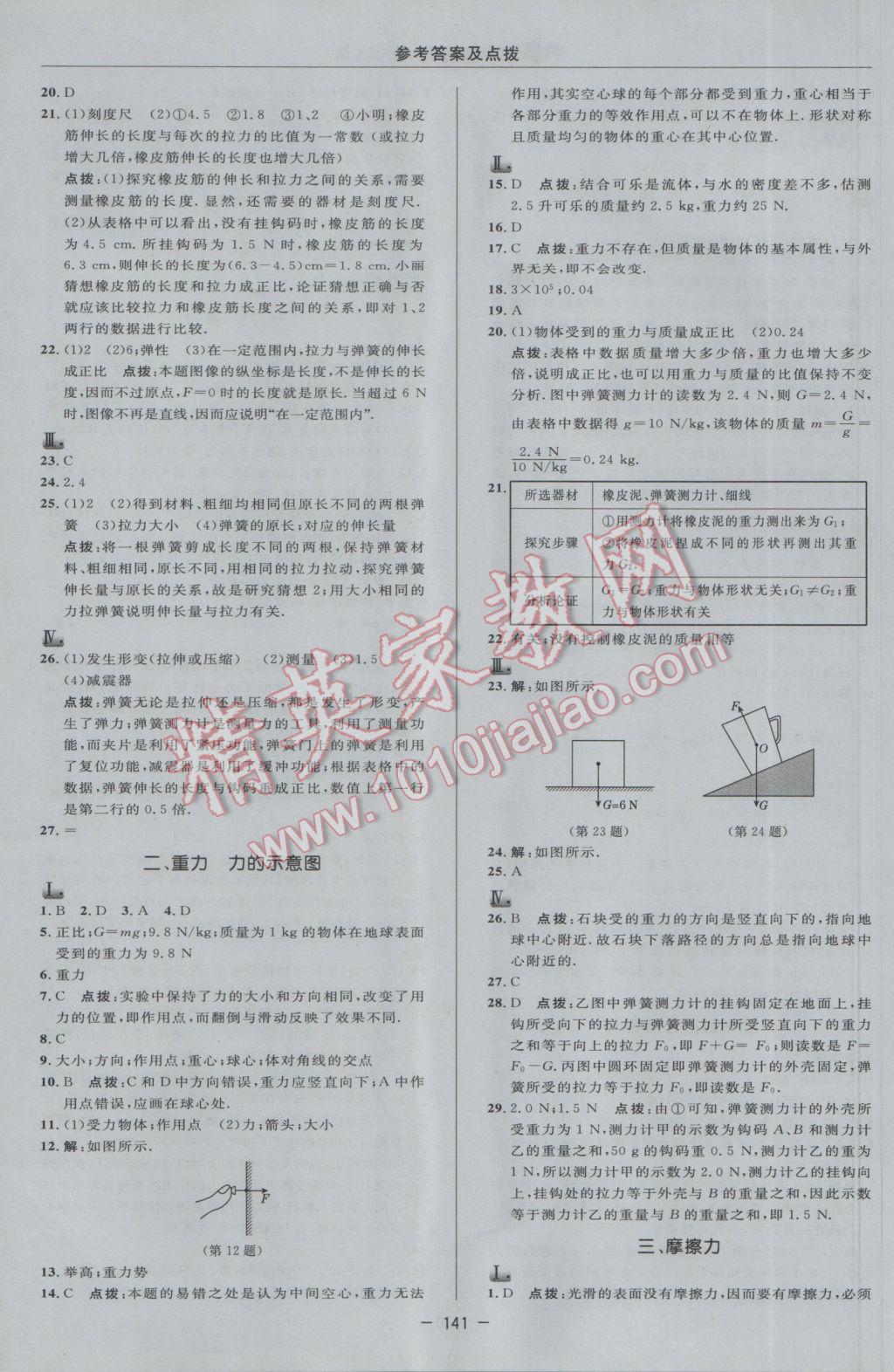 2017年综合应用创新题典中点八年级物理下册苏科版 参考答案第15页