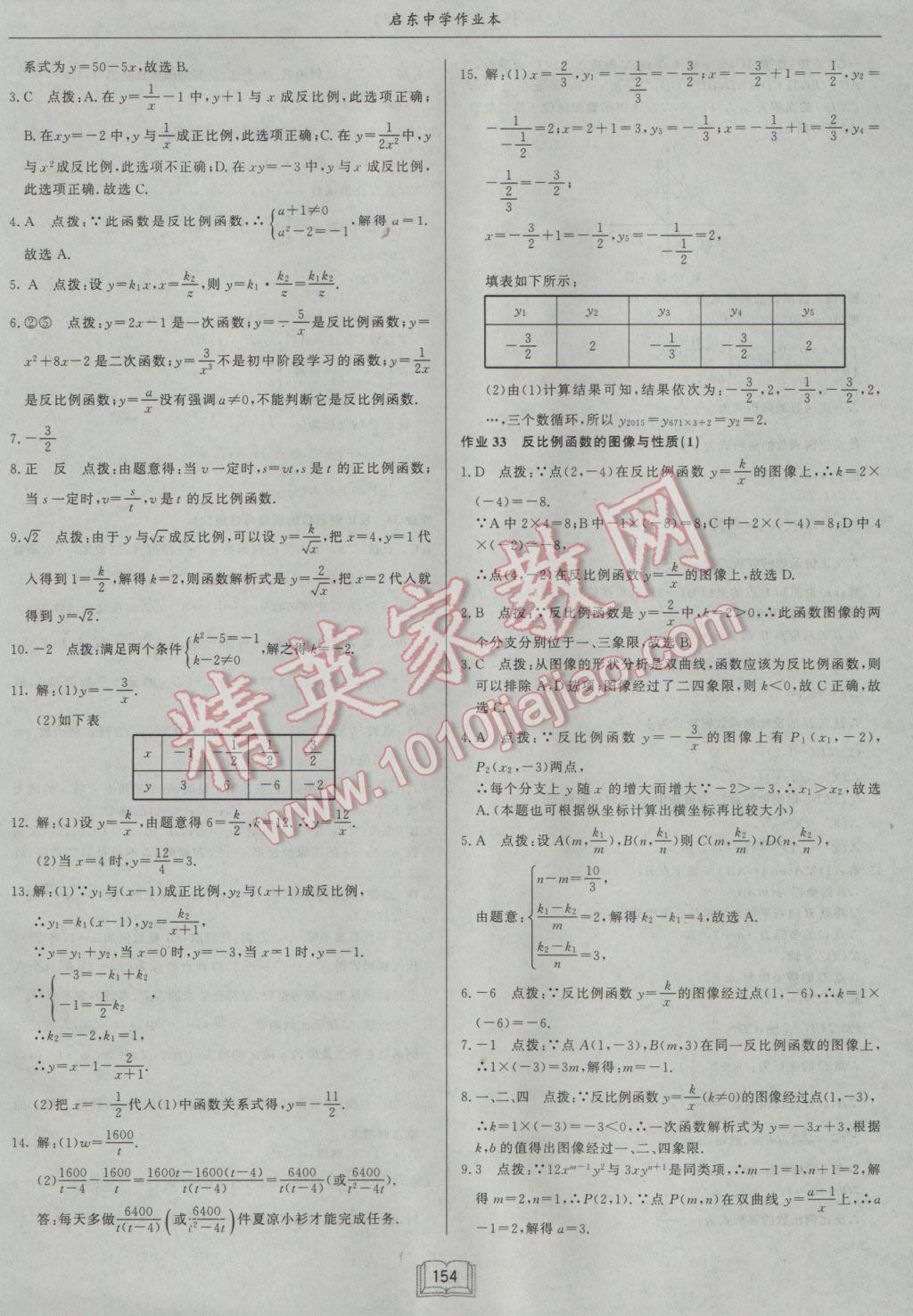 2017年启东中学作业本八年级数学下册江苏版 参考答案第26页