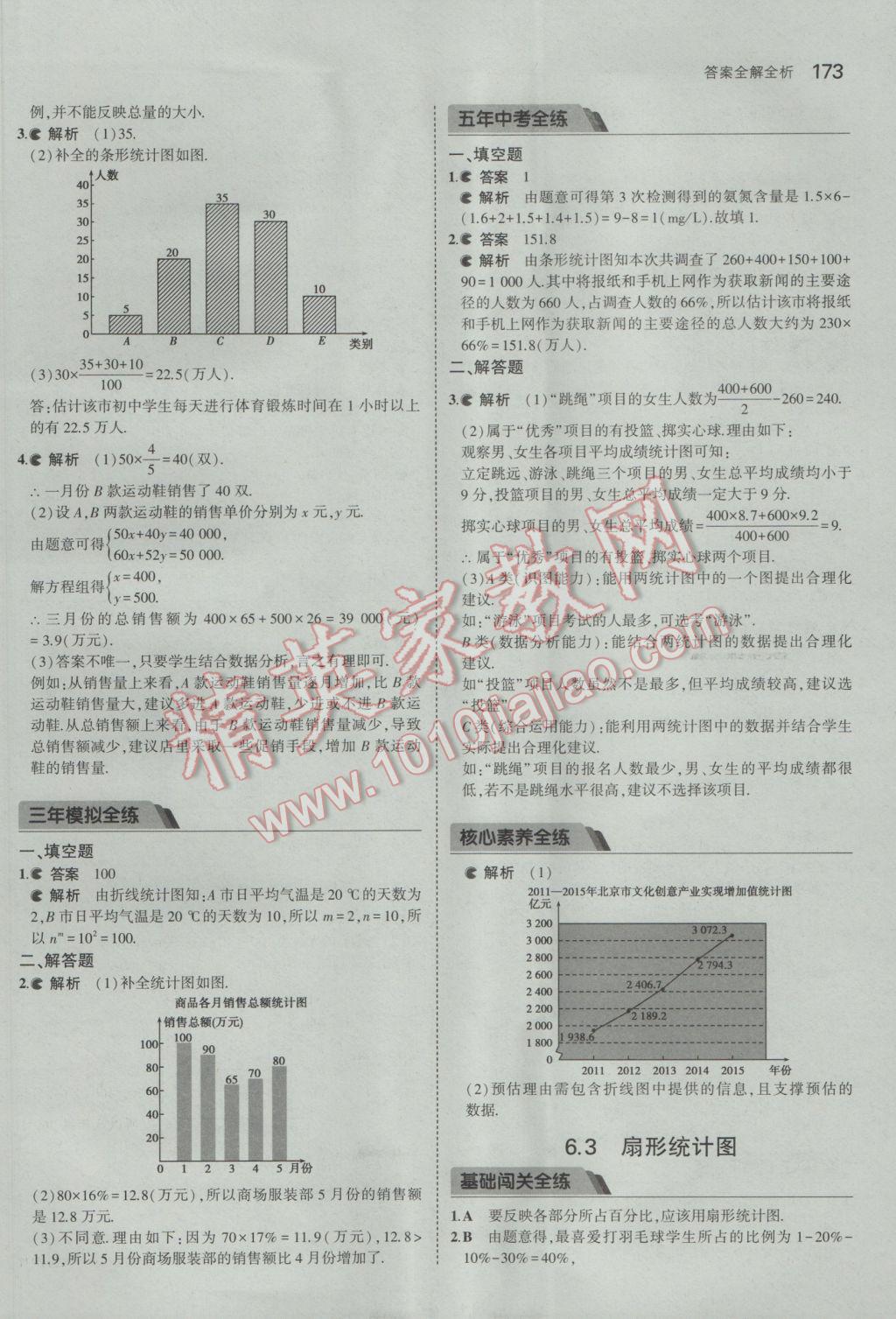 2017年5年中考3年模擬初中數(shù)學七年級下冊浙教版 參考答案第55頁