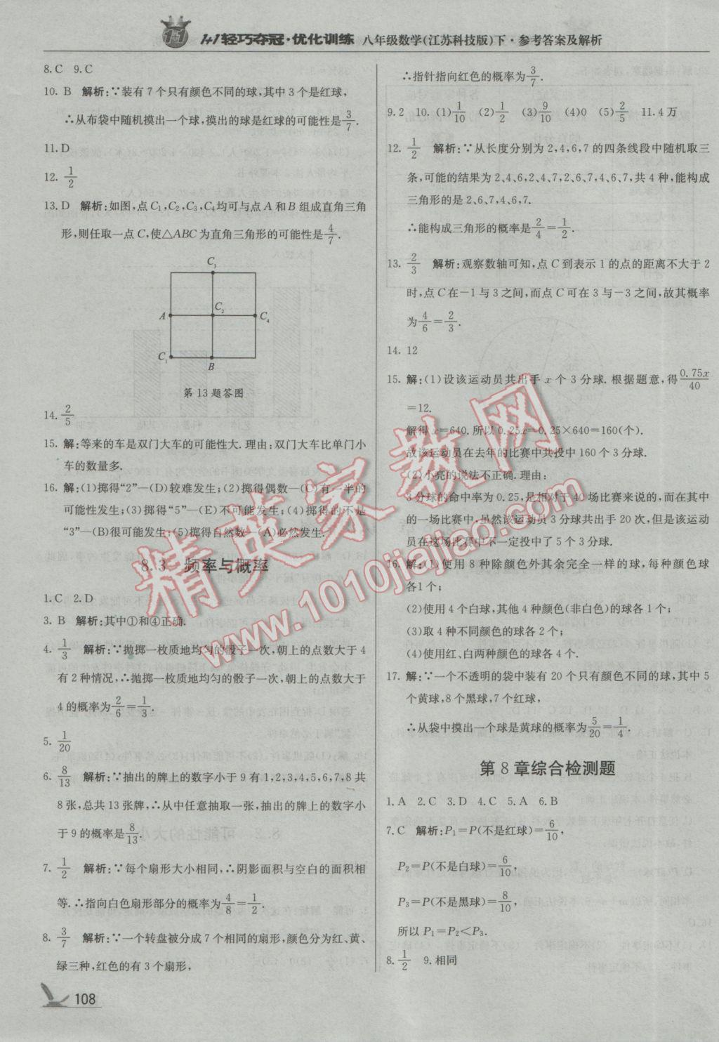 2017年1加1轻巧夺冠优化训练八年级数学下册苏科版银版 参考答案第5页