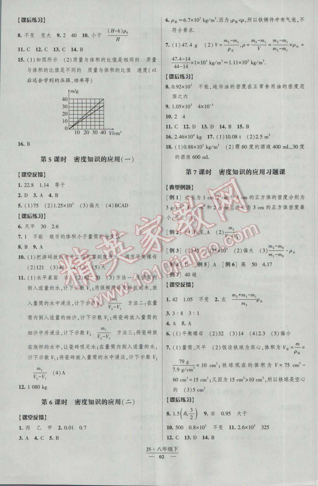 2017年經(jīng)綸學典新課時作業(yè)八年級物理下冊江蘇版 參考答案第2頁