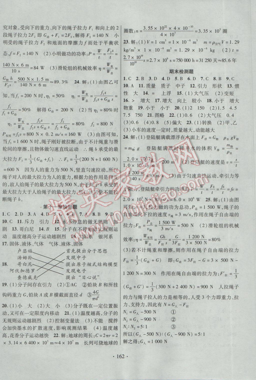 2017年課堂導練1加5八年級物理下冊滬科版 參考答案第12頁