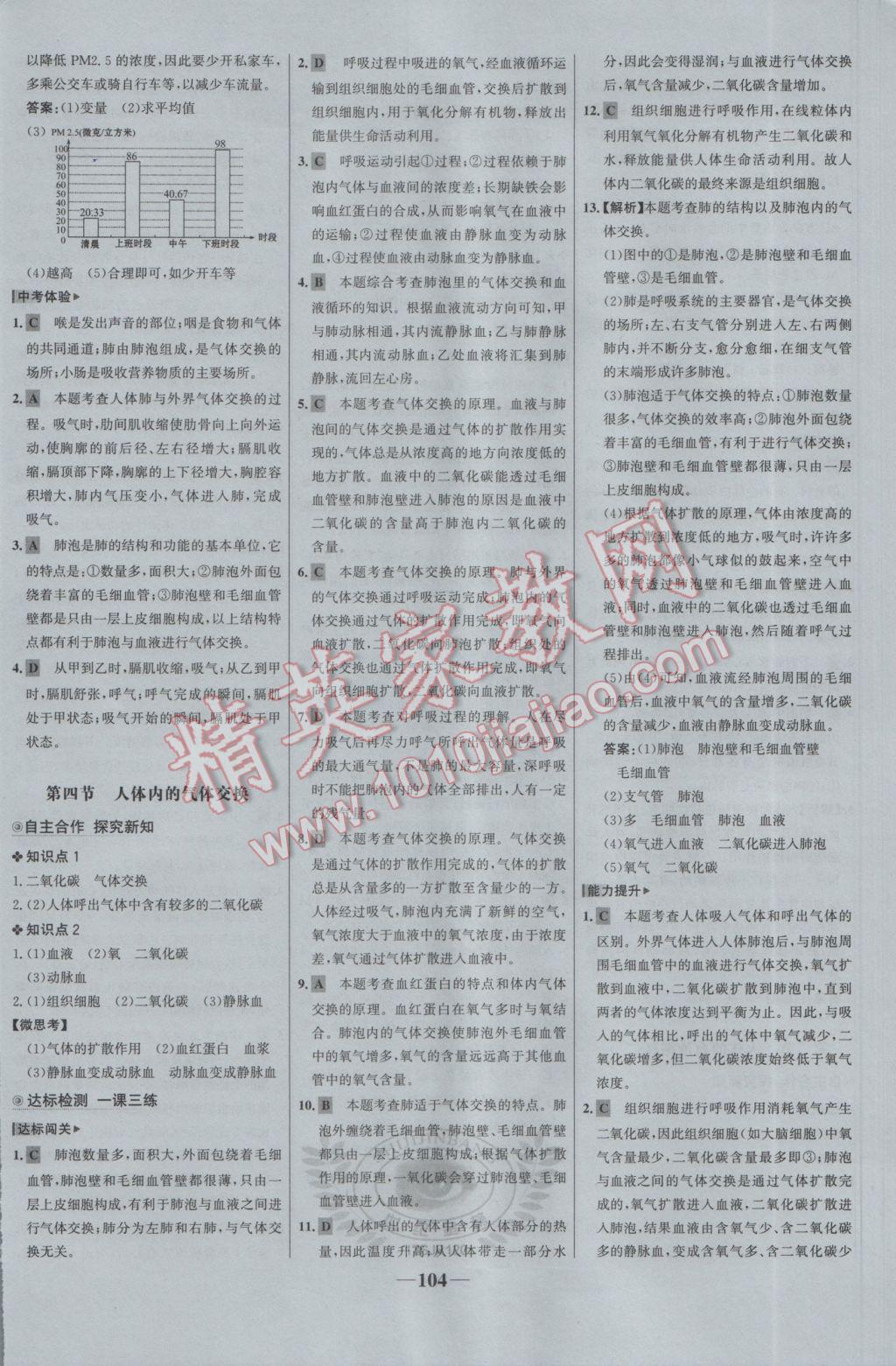 2017年世纪金榜金榜学案七年级生物下册苏教版 参考答案第12页