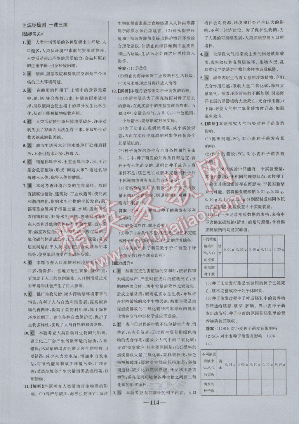 2017年世紀金榜金榜學案七年級生物下冊蘇教版 參考答案第22頁