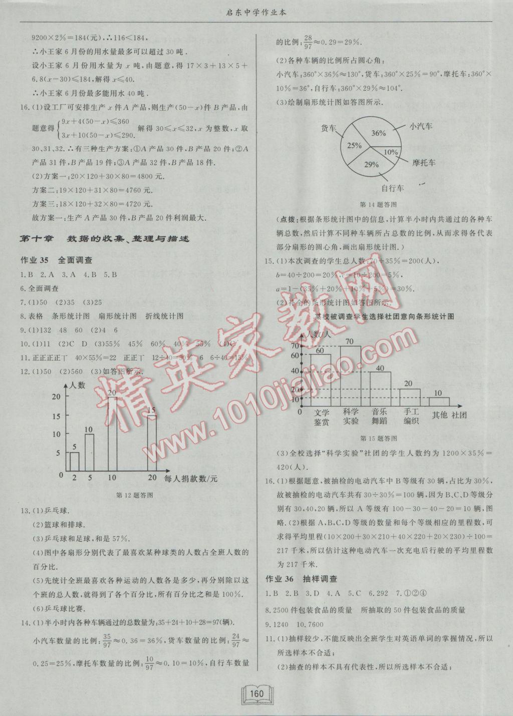 2017年启东中学作业本七年级数学下册人教版 参考答案第16页