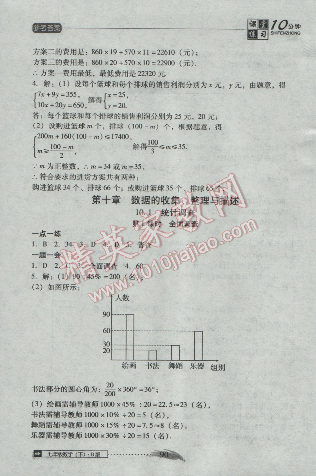 2017年翻转课堂课堂10分钟七年级数学下册人教版 参考答案第16页