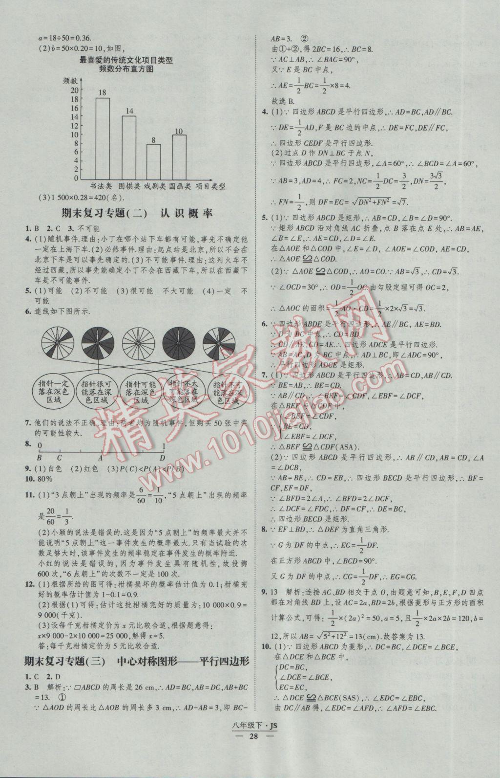 2017年經(jīng)綸學典新課時作業(yè)八年級數(shù)學下冊江蘇版 參考答案第28頁