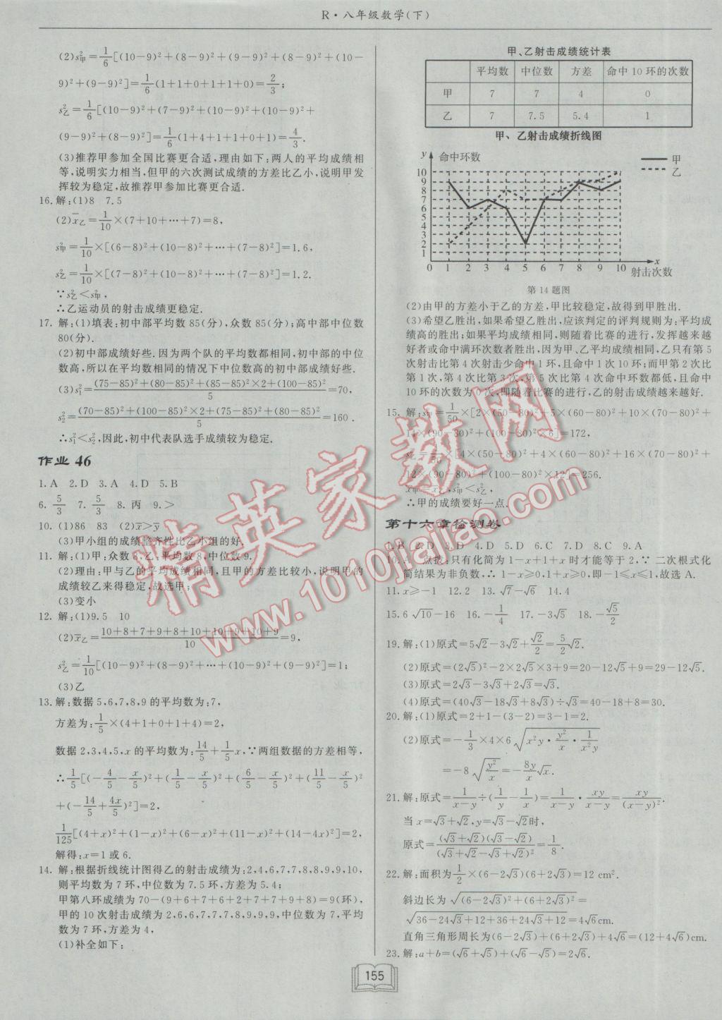 2017年啟東中學作業(yè)本八年級數(shù)學下冊人教版 參考答案第19頁