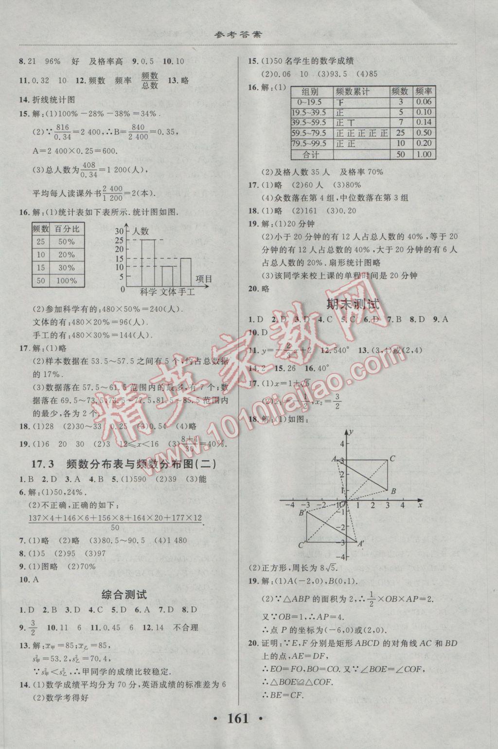 2017年新课改课堂作业八年级数学下册北京课改版 参考答案第23页