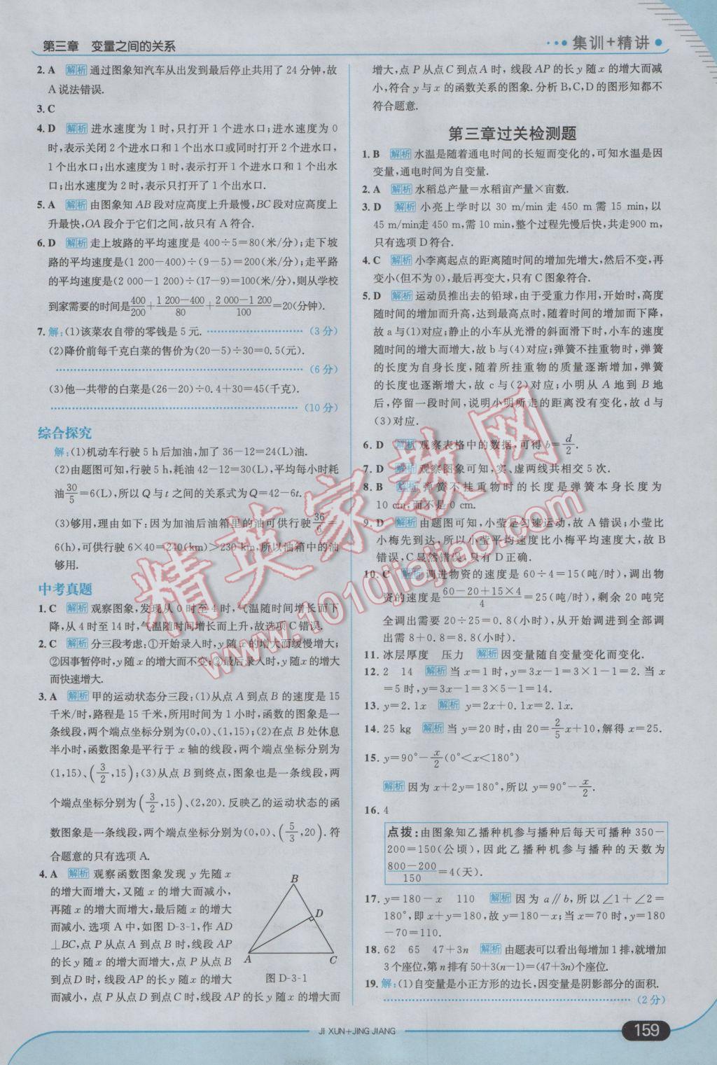 2017年走向中考考场七年级数学下册北师大版 参考答案第17页