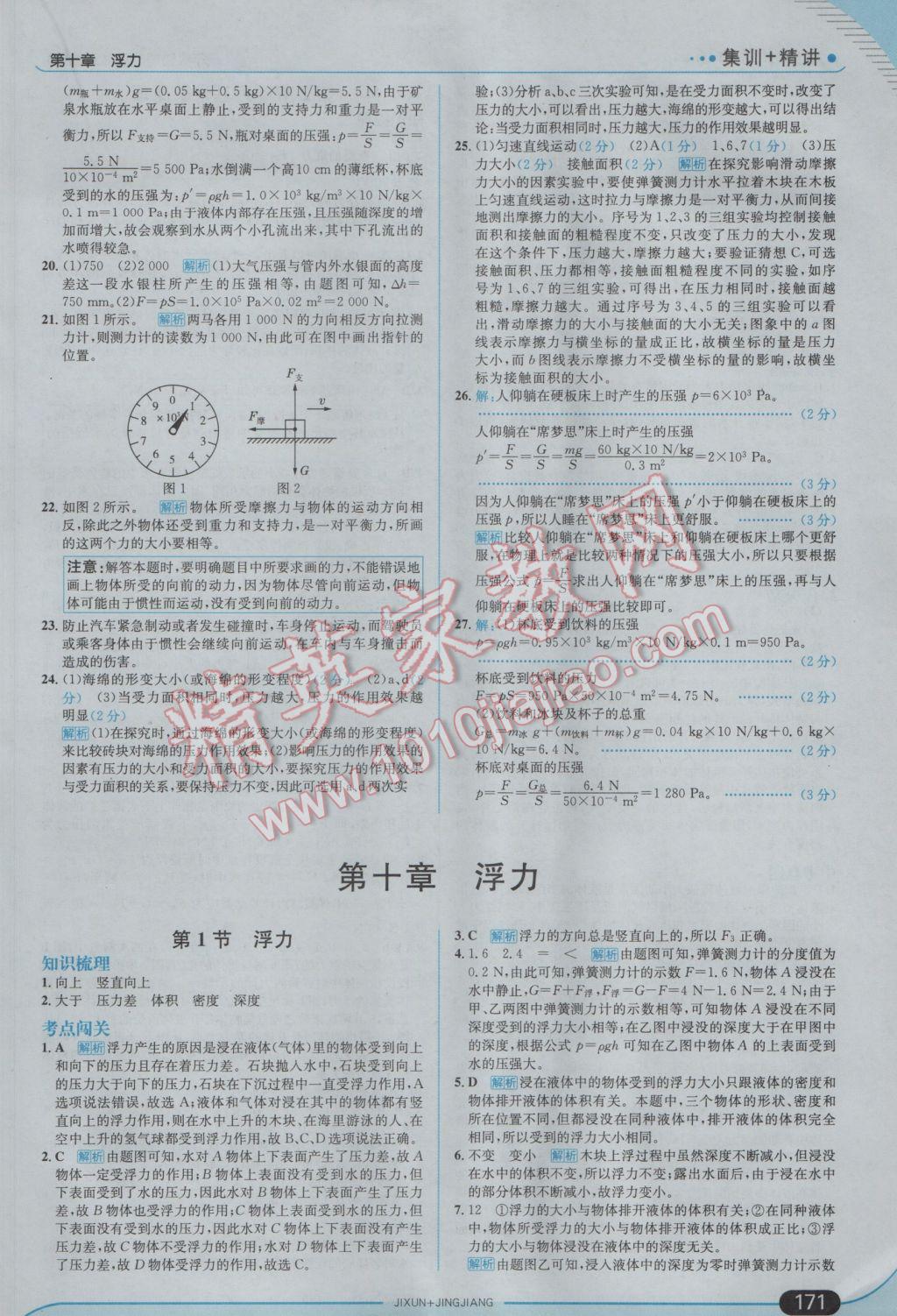 2017年走向中考考場(chǎng)八年級(jí)物理下冊(cè)人教版 參考答案第21頁(yè)