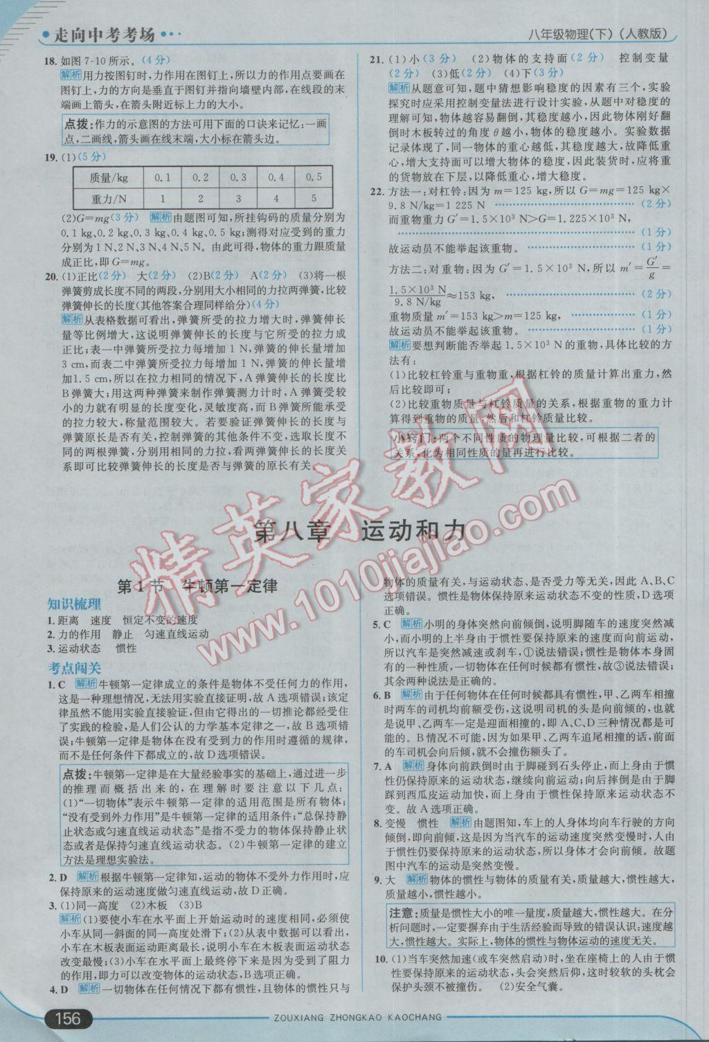 2017年走向中考考場(chǎng)八年級(jí)物理下冊(cè)人教版 參考答案第6頁(yè)