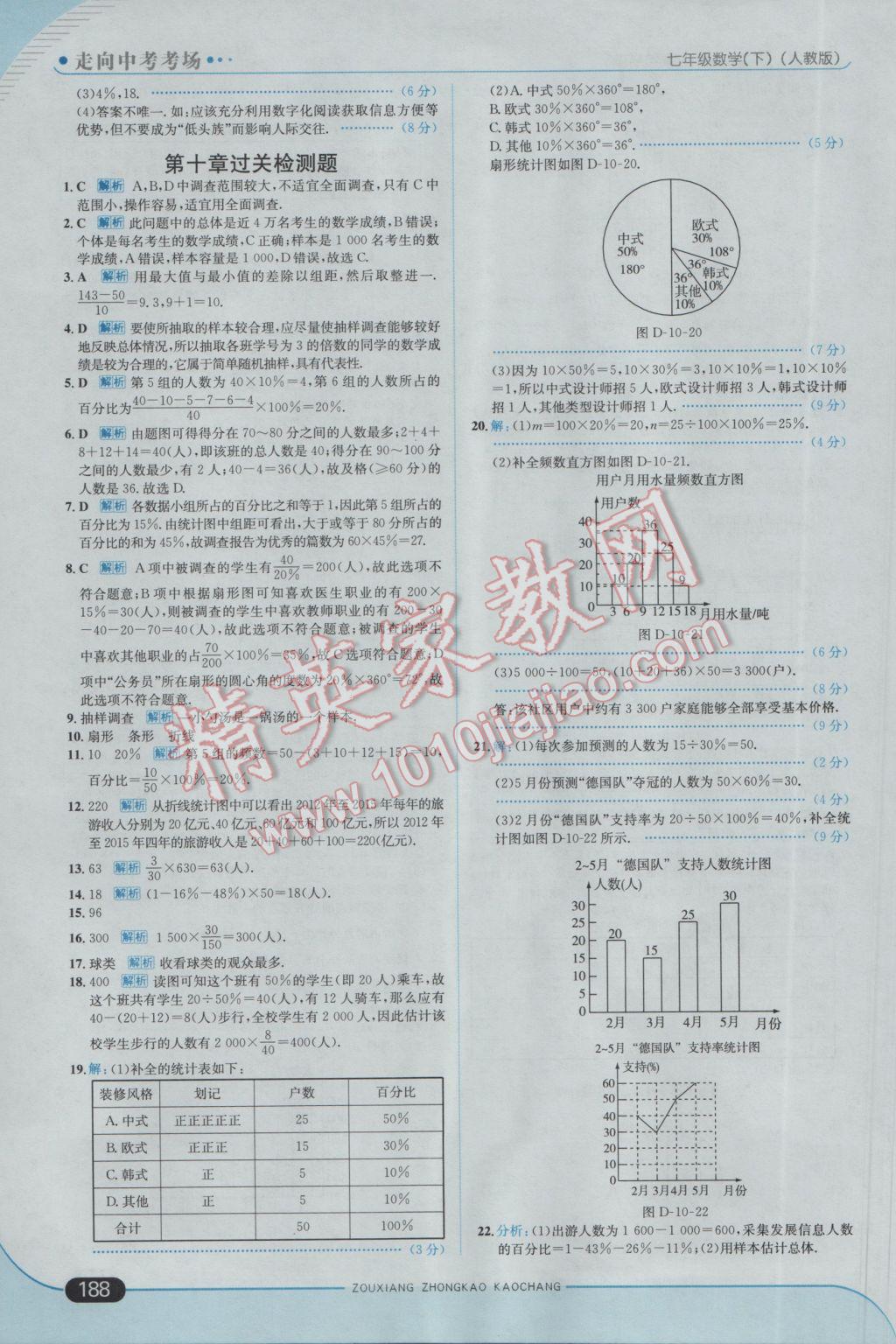 2017年走向中考考场七年级数学下册人教版 参考答案第38页