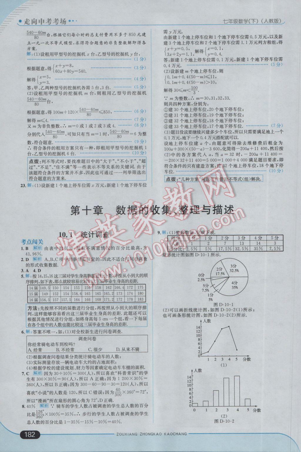 2017年走向中考考场七年级数学下册人教版 参考答案第33页