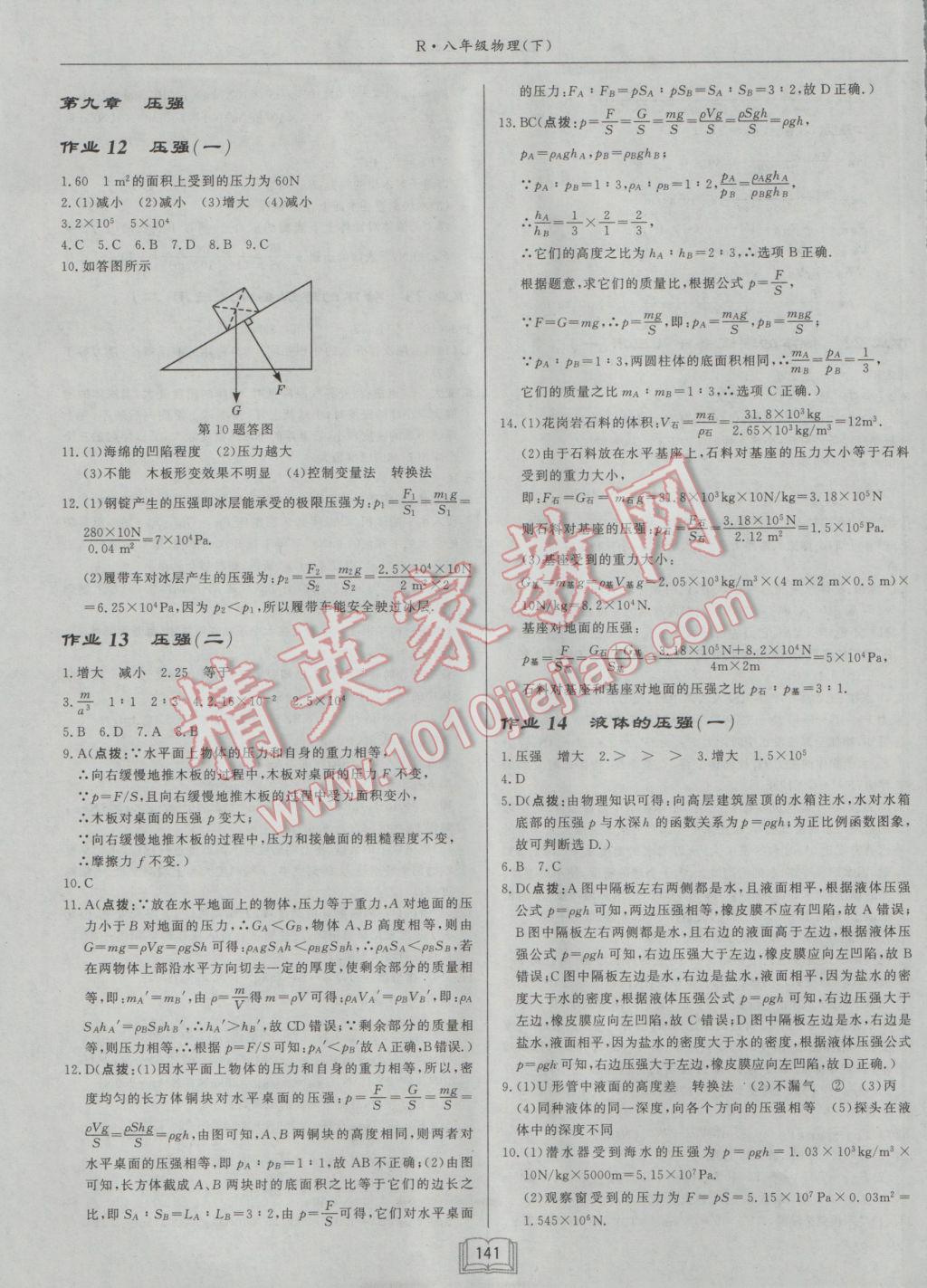 2017年啟東中學作業(yè)本八年級物理下冊人教版 參考答案第5頁