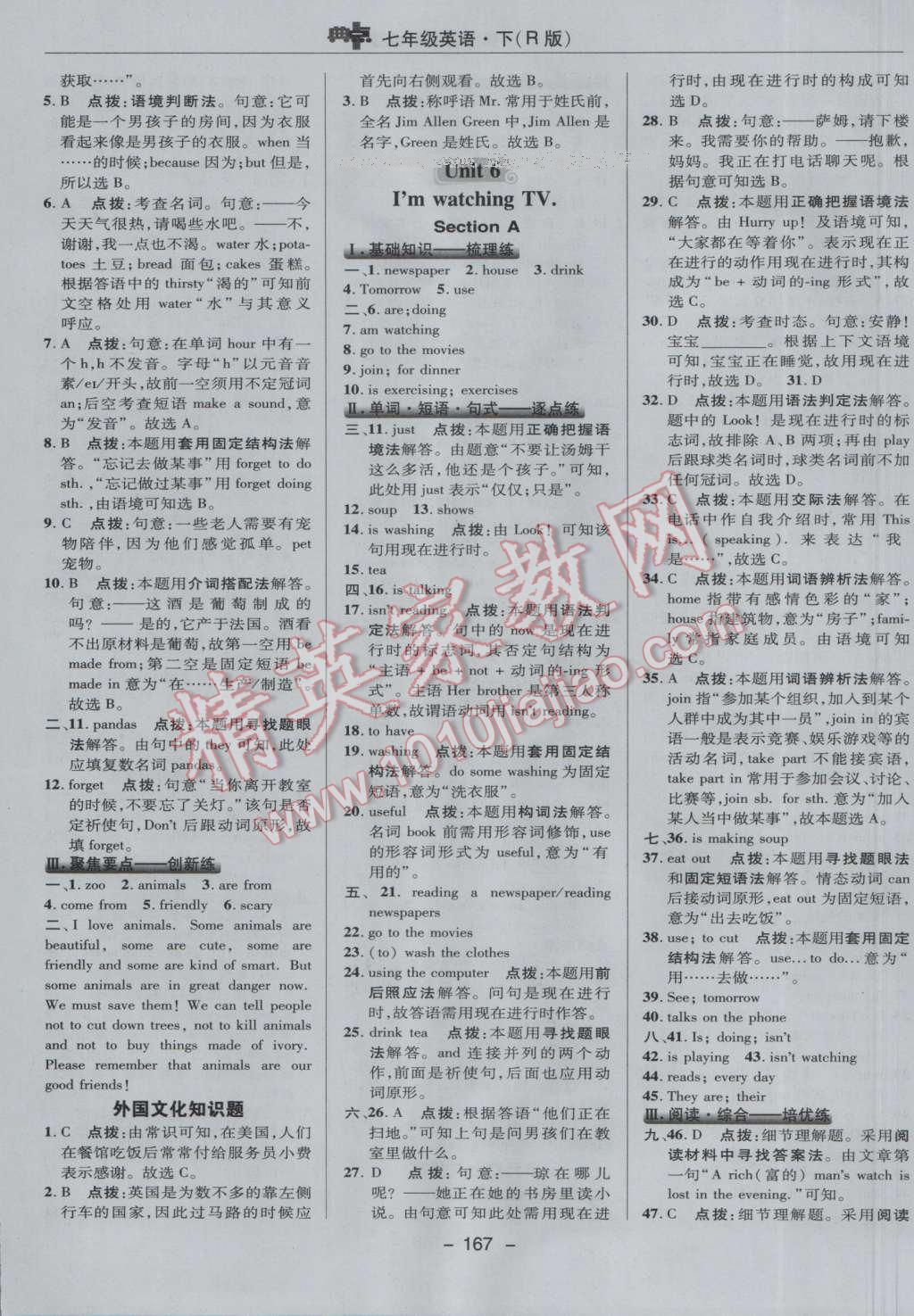 2017年綜合應(yīng)用創(chuàng)新題典中點七年級英語下冊人教版 參考答案第27頁