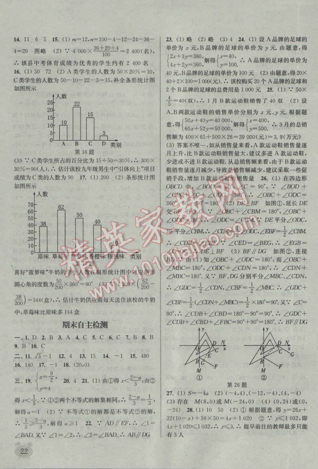 2017年通城学典课时作业本七年级数学下册人教版江苏专用 参考答案第22页