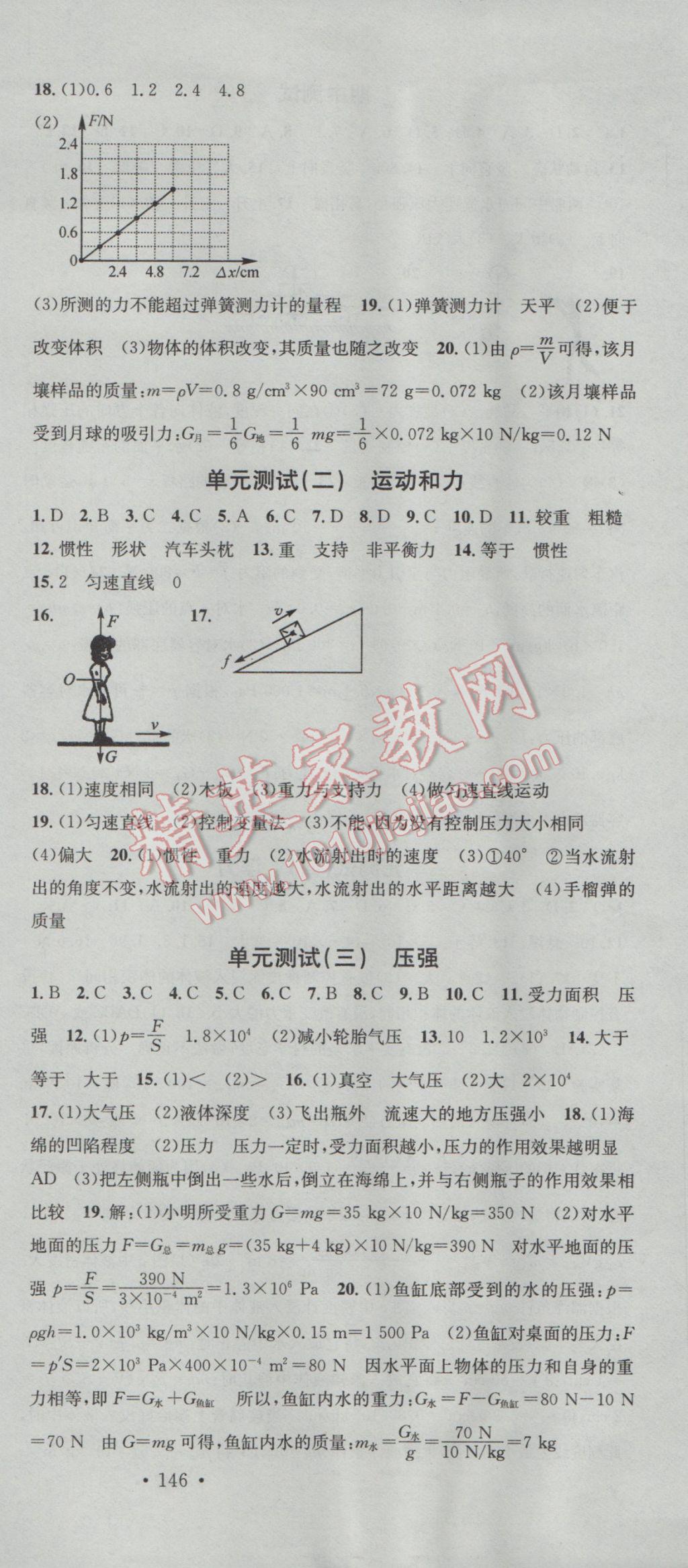 2017年名校課堂滾動學(xué)習(xí)法八年級物理下冊人教版 參考答案第21頁