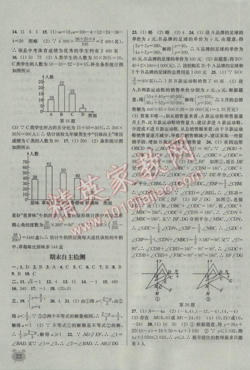 2017年通城学典课时作业本七年级数学下册人教版 参考答案第22页