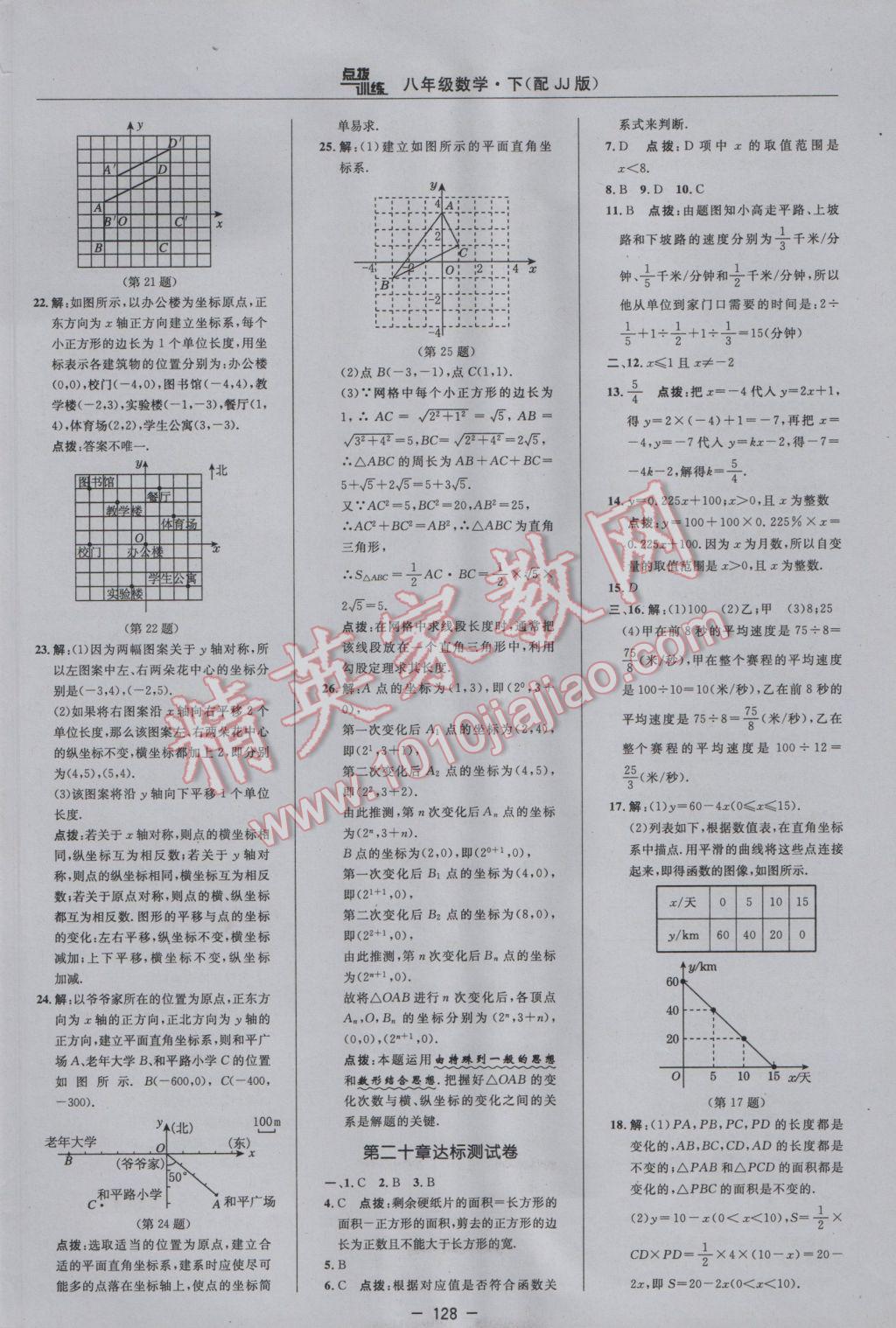 2017年點(diǎn)撥訓(xùn)練八年級(jí)數(shù)學(xué)下冊(cè)冀教版 參考答案第2頁(yè)