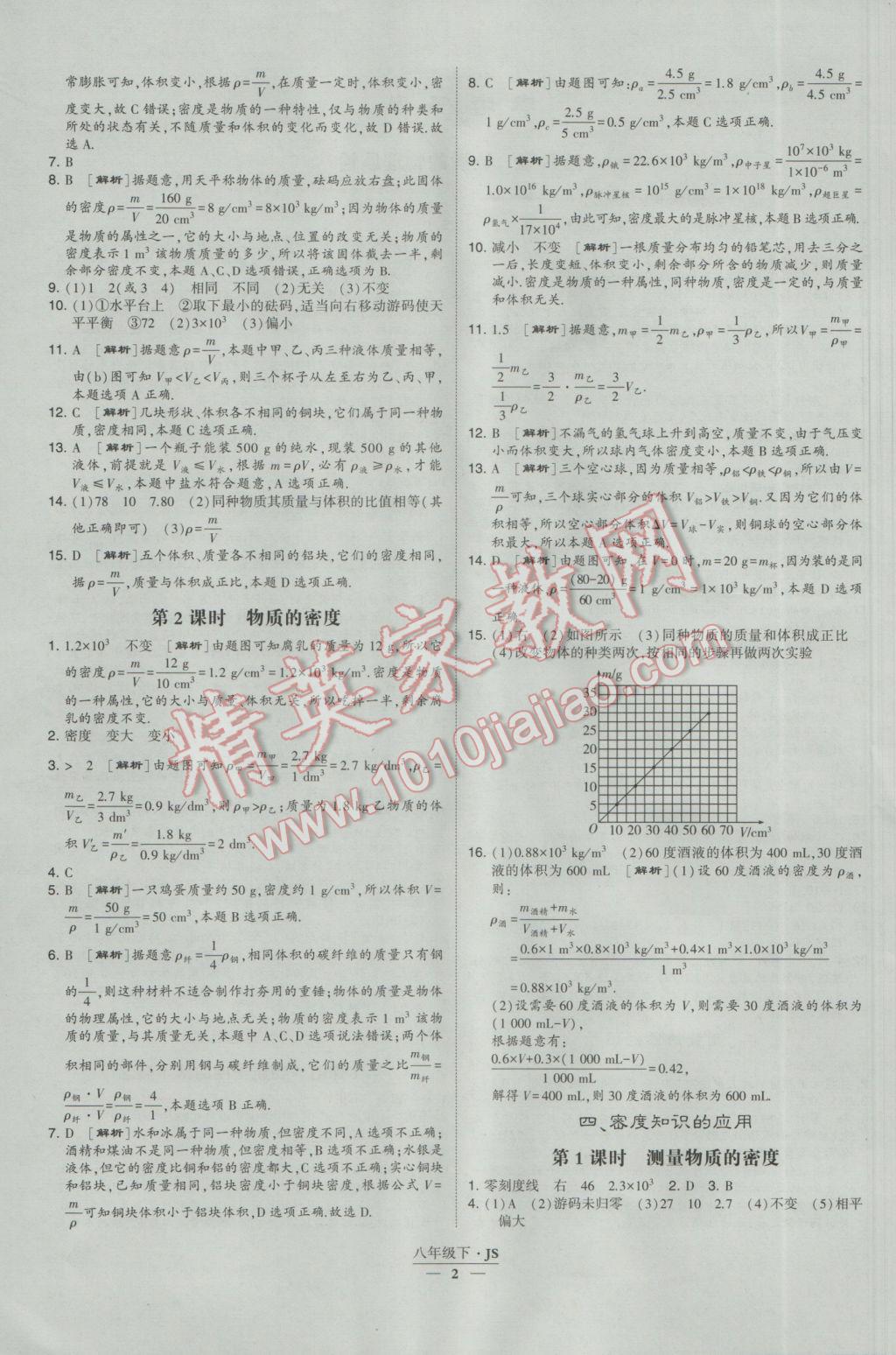 2017年經(jīng)綸學(xué)典學(xué)霸八年級(jí)物理下冊(cè)江蘇版 參考答案第2頁(yè)