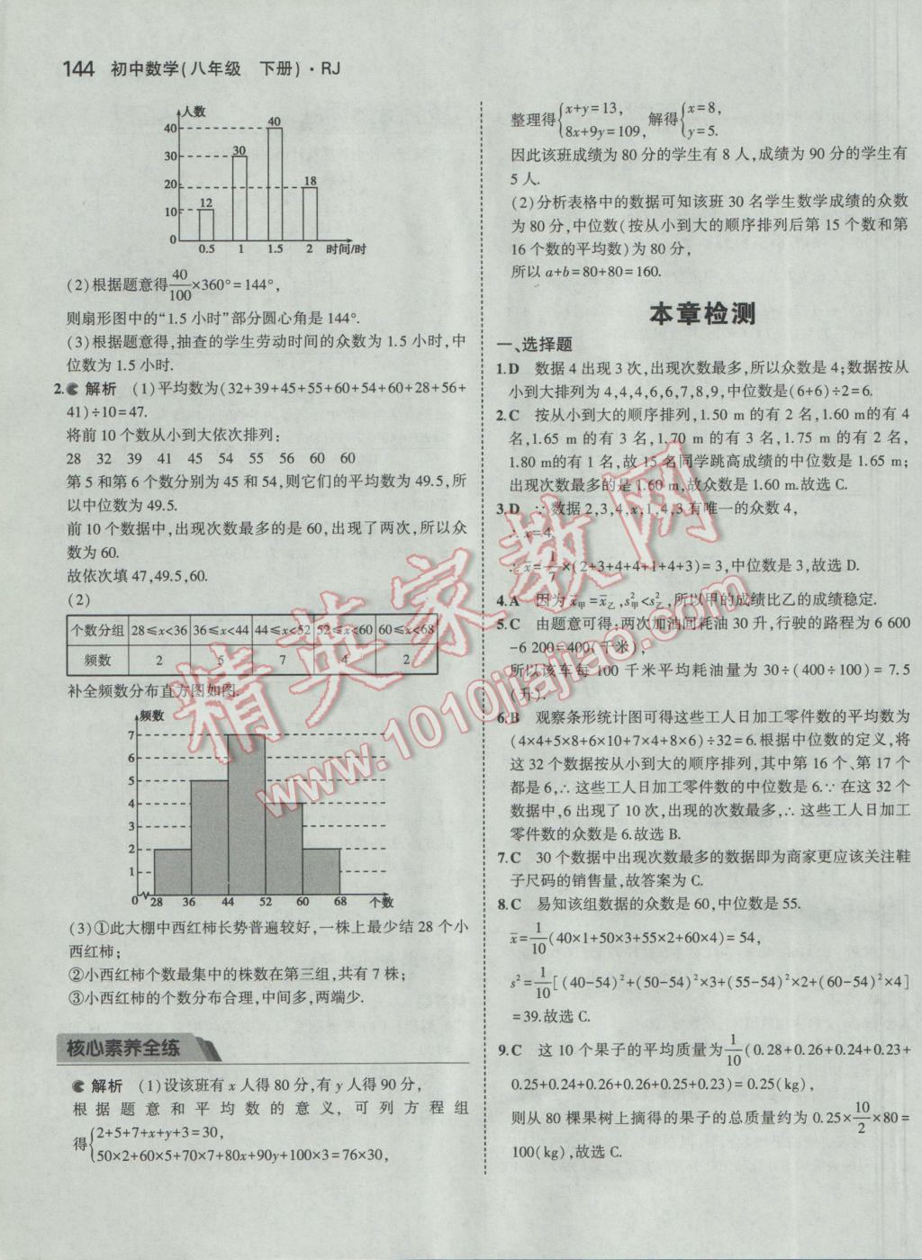 2017年5年中考3年模拟初中数学八年级下册人教版 参考答案第49页