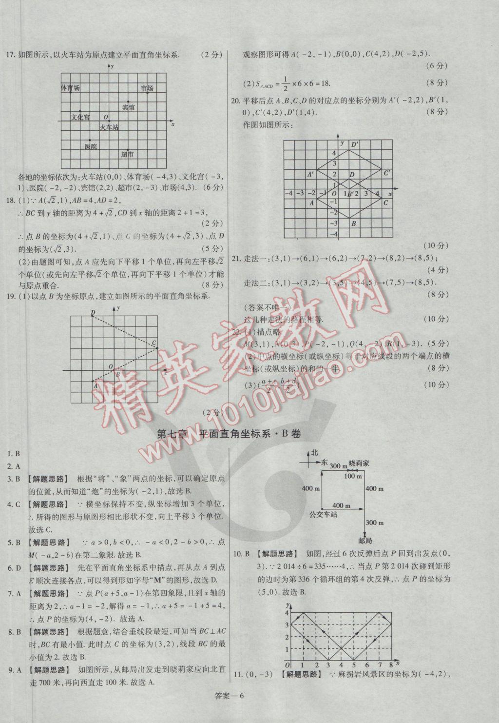 2017年金考卷活頁題選七年級數學下冊人教版 參考答案第6頁