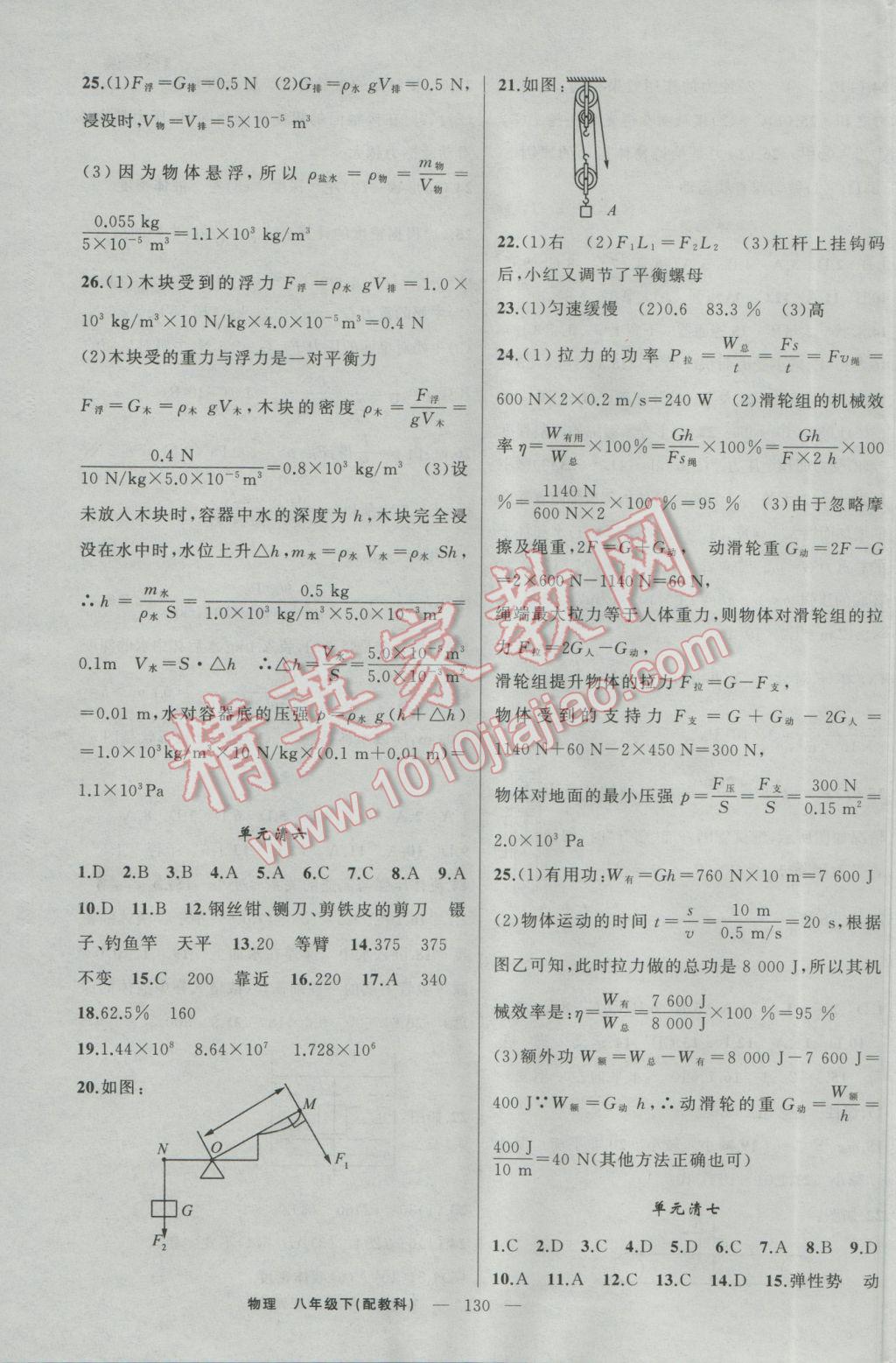 2017年四清導航八年級物理下冊教科版 參考答案第15頁