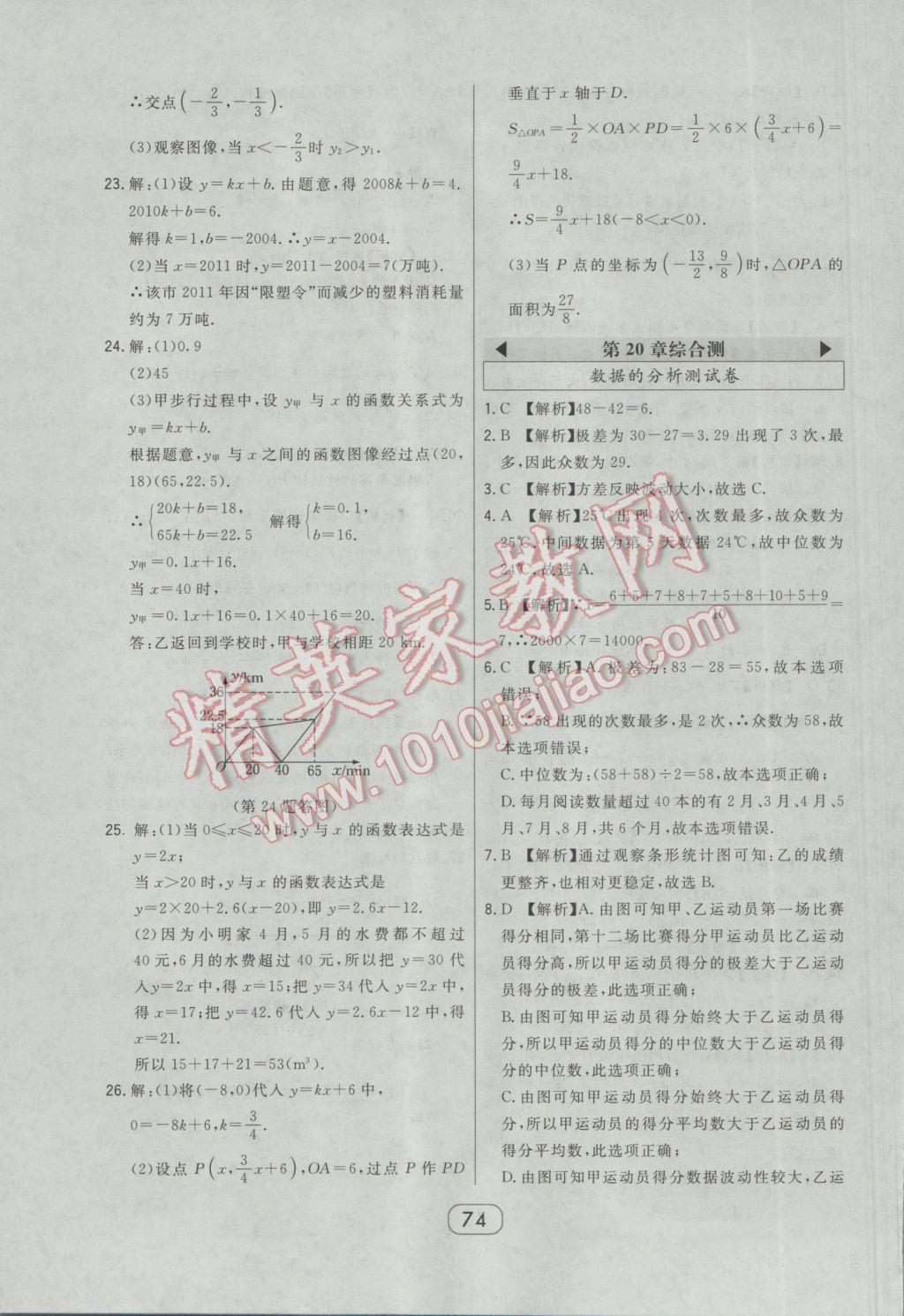 2017年北大綠卡課時同步講練八年級數(shù)學(xué)下冊人教版 參考答案第62頁