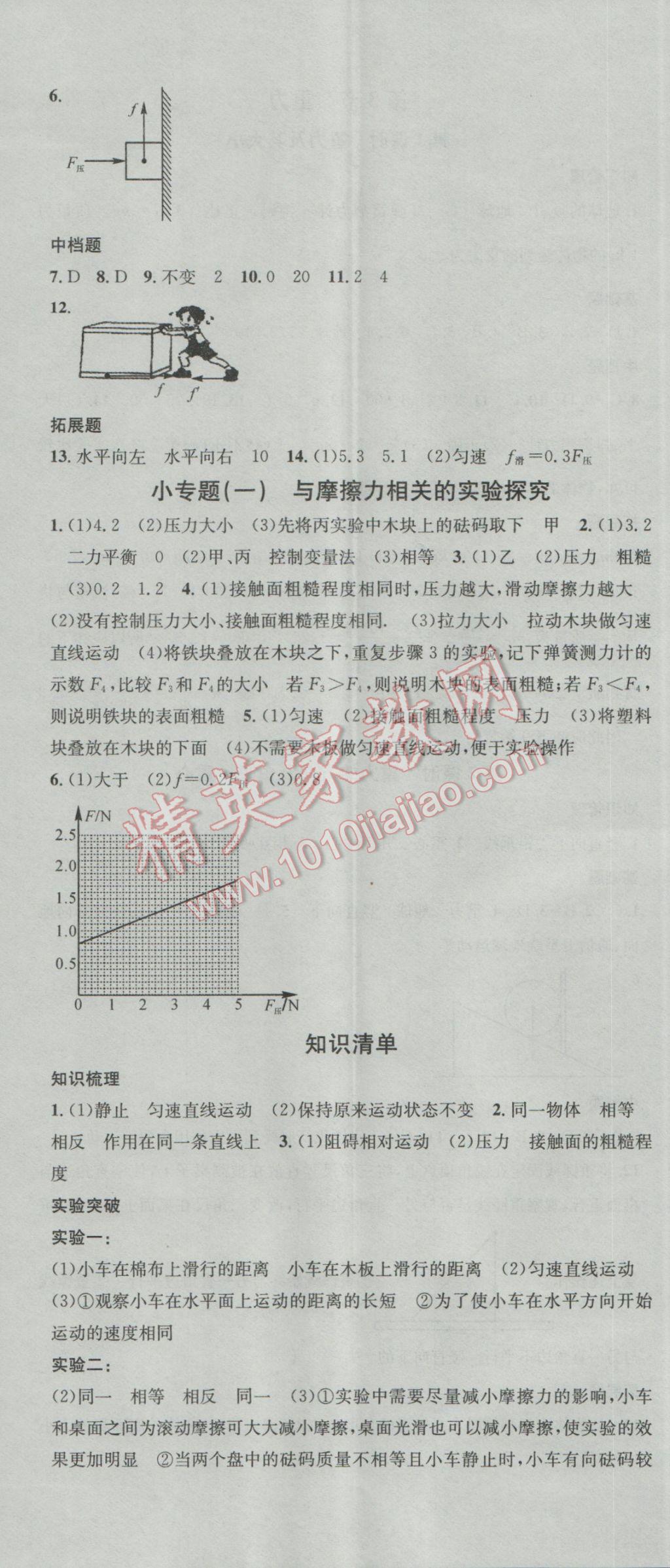 2017年名校課堂滾動(dòng)學(xué)習(xí)法八年級(jí)物理下冊(cè)人教版 參考答案第5頁(yè)