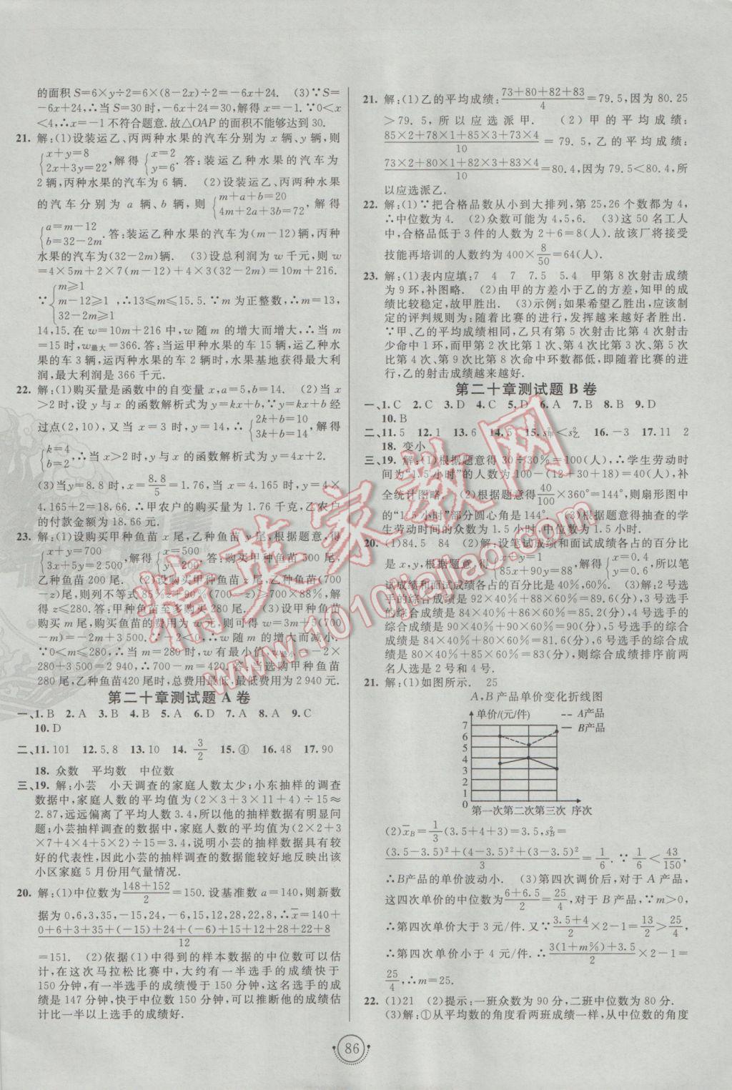 2017年海淀單元測試AB卷八年級數(shù)學(xué)下冊人教版 參考答案第6頁