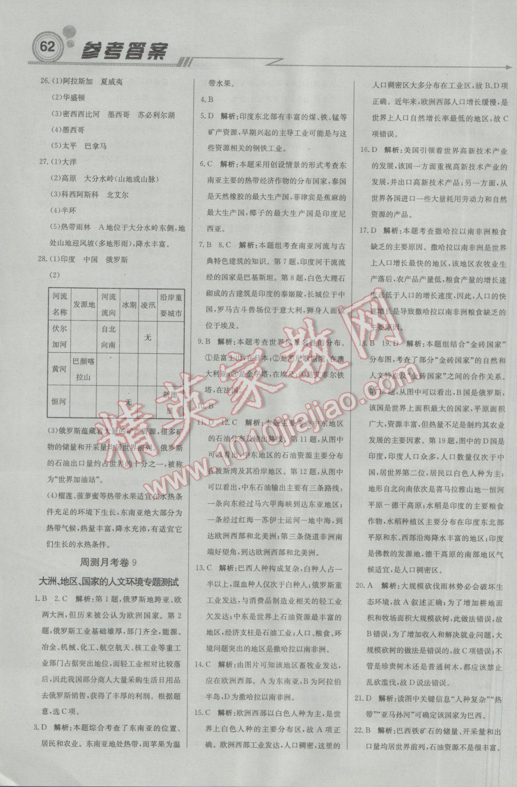 2017年輕巧奪冠周測(cè)月考直通中考七年級(jí)地理下冊(cè)人教版 參考答案第18頁