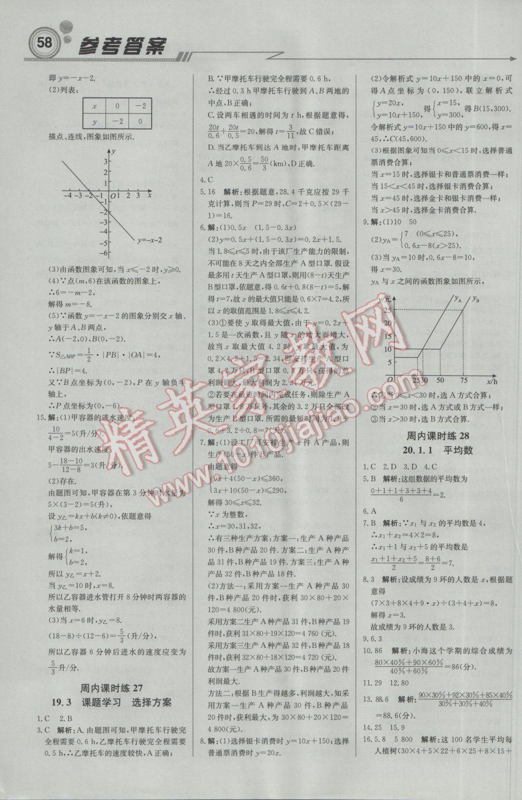 2017年輕巧奪冠周測月考直通中考八年級數(shù)學下冊人教版 參考答案第10頁