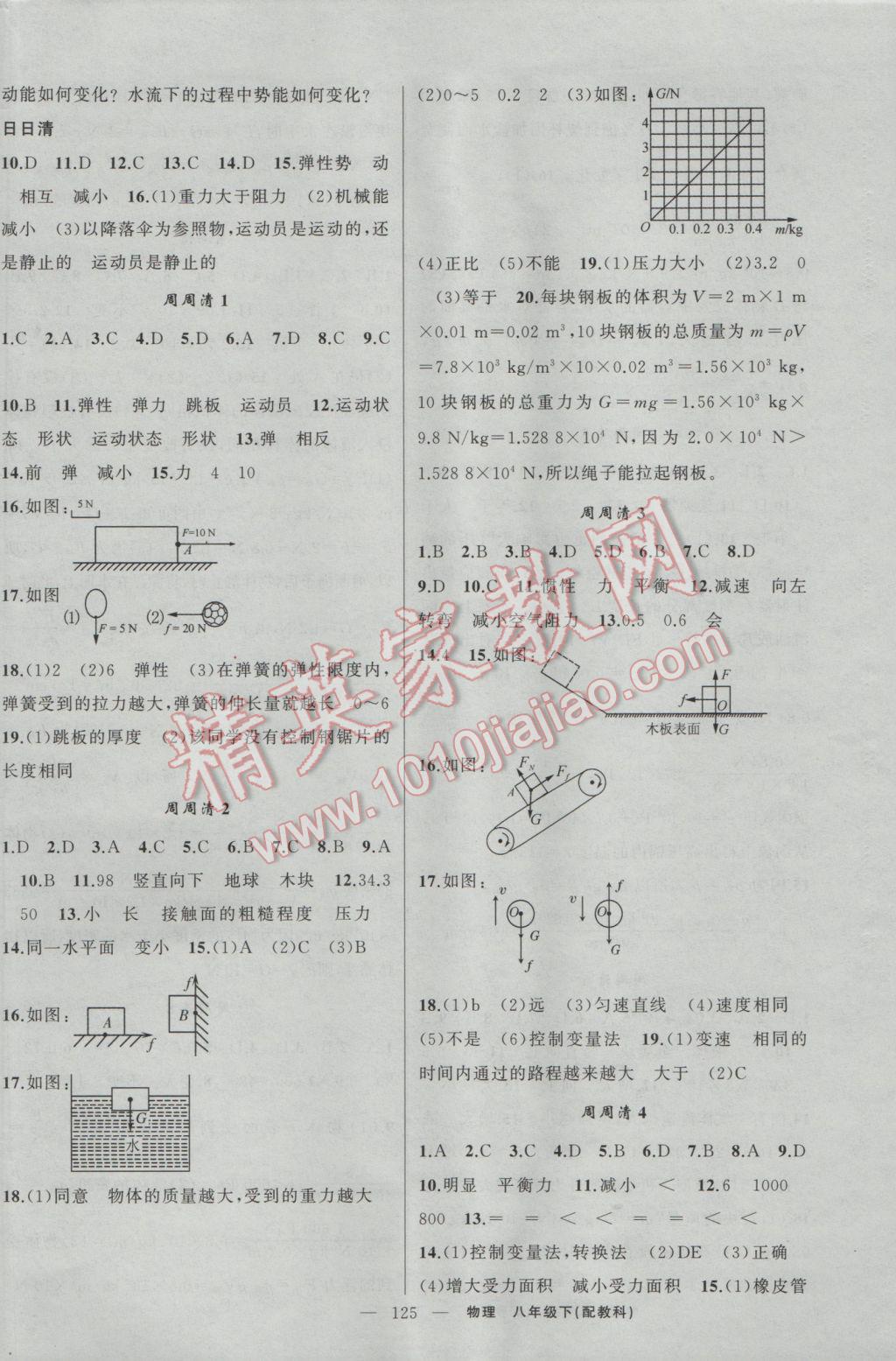 2017年四清導(dǎo)航八年級物理下冊教科版 參考答案第10頁