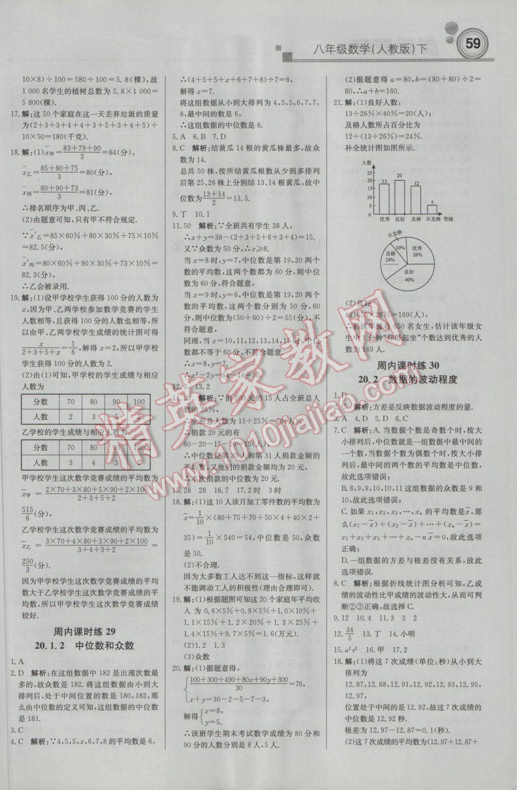 2017年輕巧奪冠周測月考直通中考八年級數(shù)學下冊人教版 參考答案第11頁