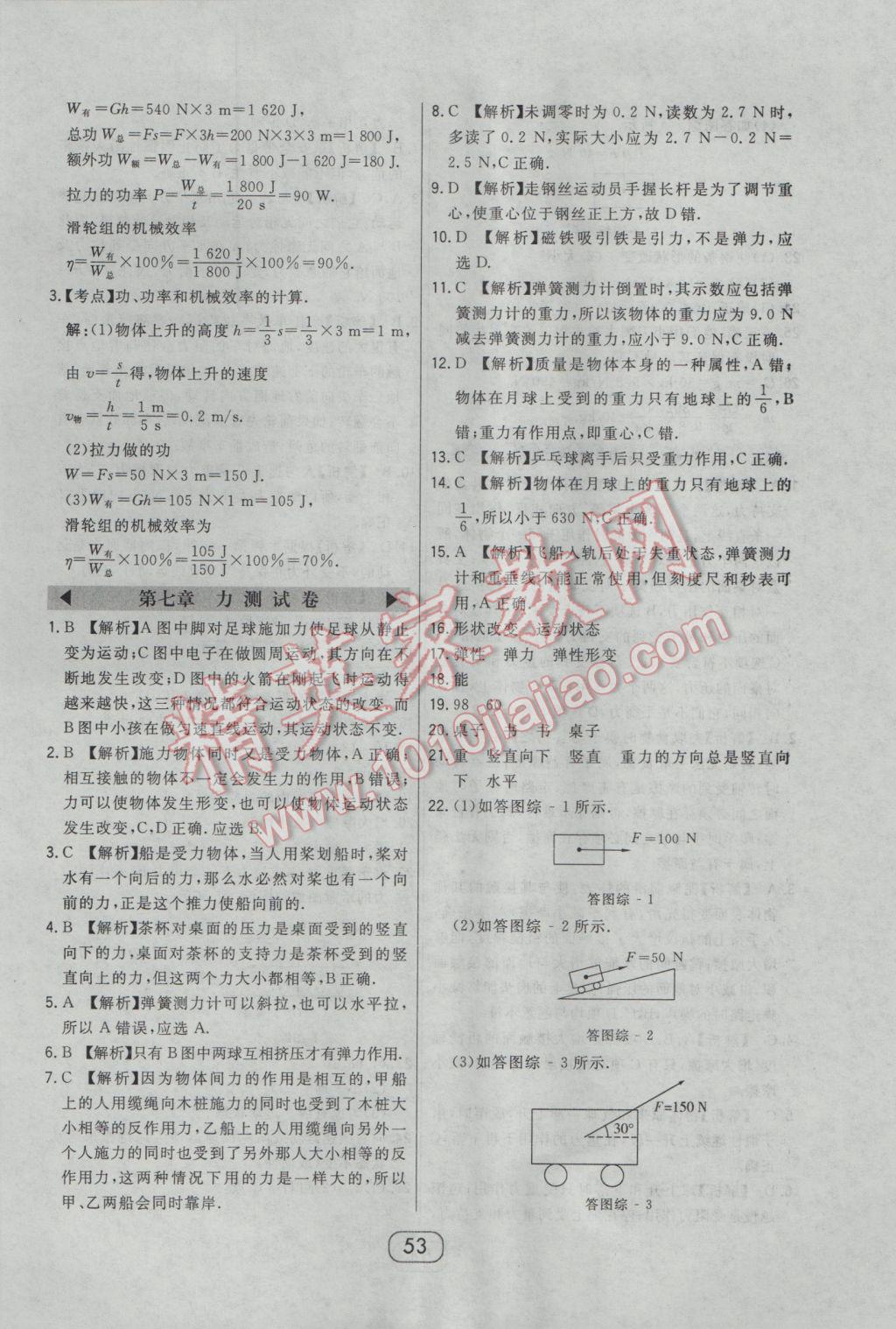 2017年北大綠卡課時(shí)同步講練八年級(jí)物理下冊(cè)人教版 參考答案第32頁