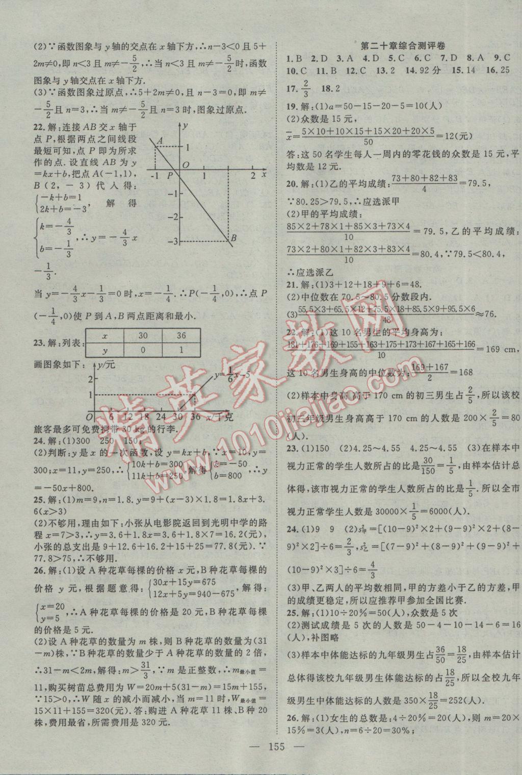 2017年名師學(xué)案八年級數(shù)學(xué)下冊人教版 參考答案第19頁