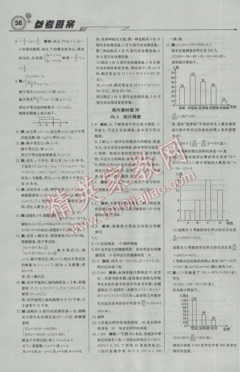 2017年輕巧奪冠周測月考直通中考七年級數(shù)學(xué)下冊人教版 參考答案第10頁