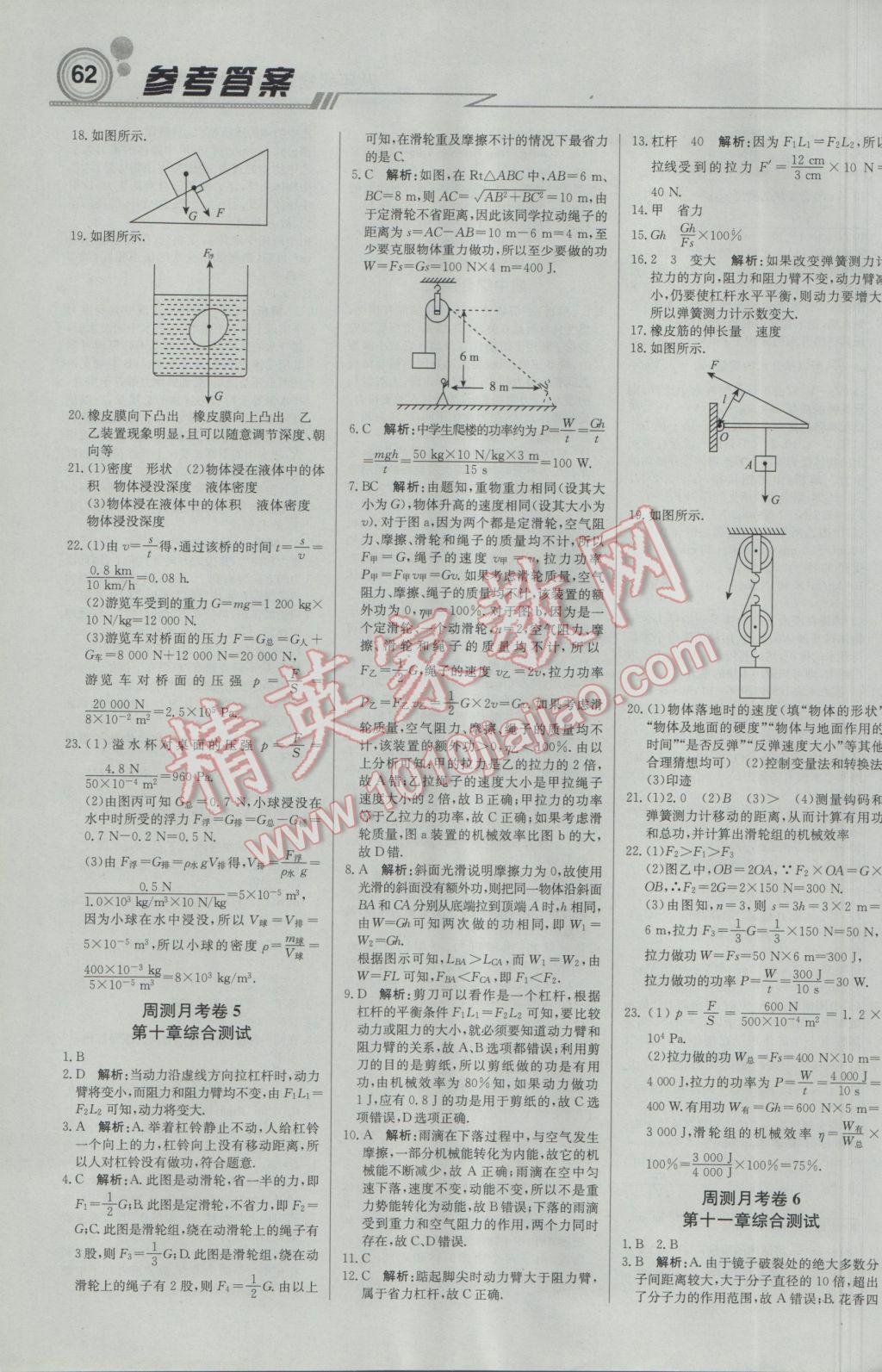 2017年輕巧奪冠周測月考直通中考八年級物理下冊滬科版 參考答案第14頁